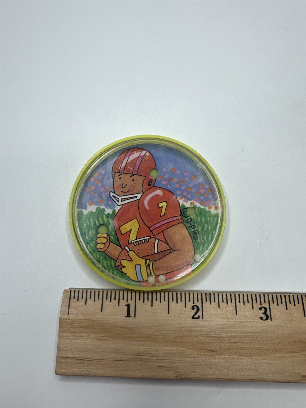 Vintage C. Pino Football Player Mini Ball Puzzle Toy Retro Kids Game