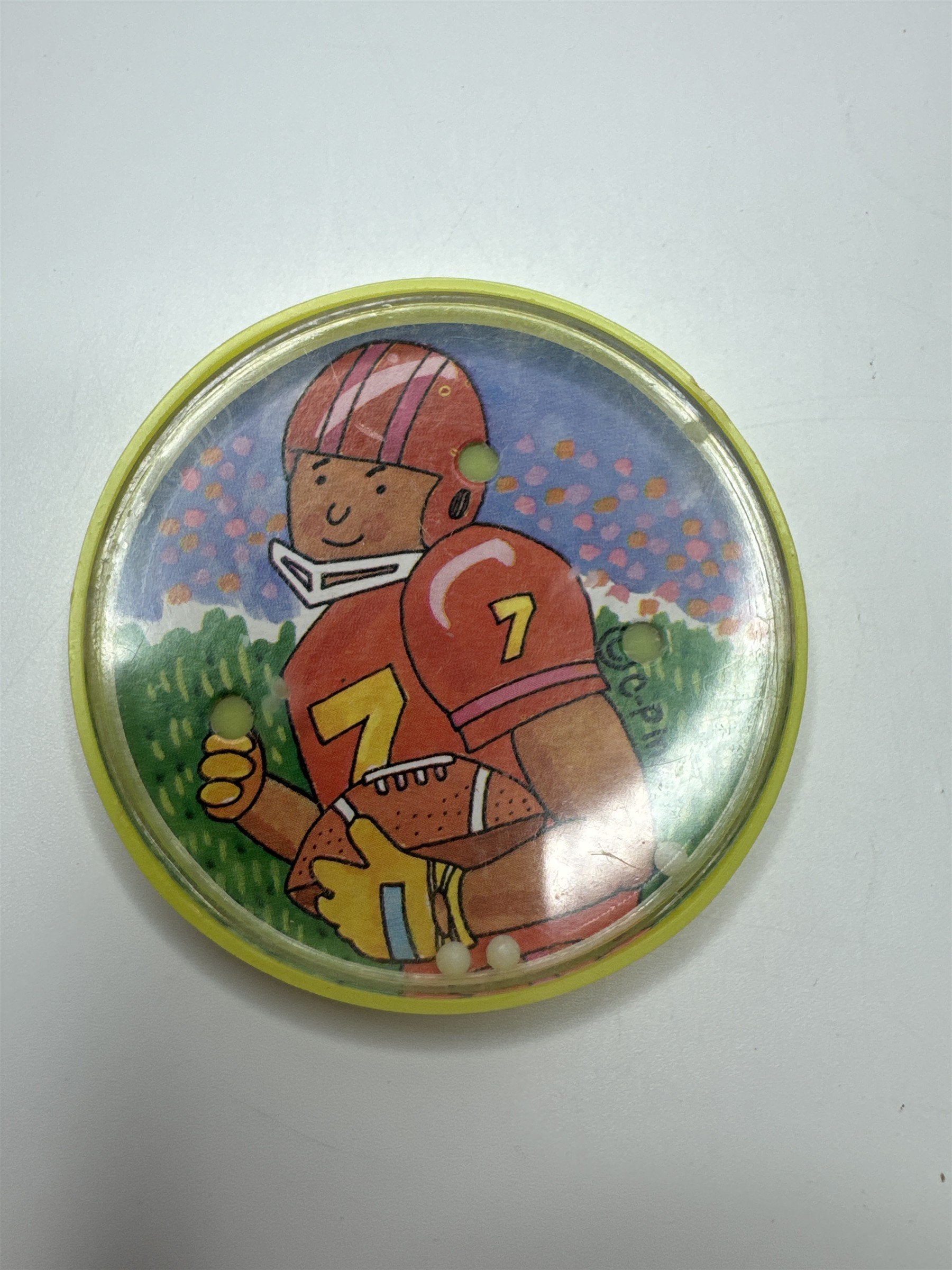 Vintage C. Pino Football Player Mini Ball Puzzle Toy Retro Kids Game