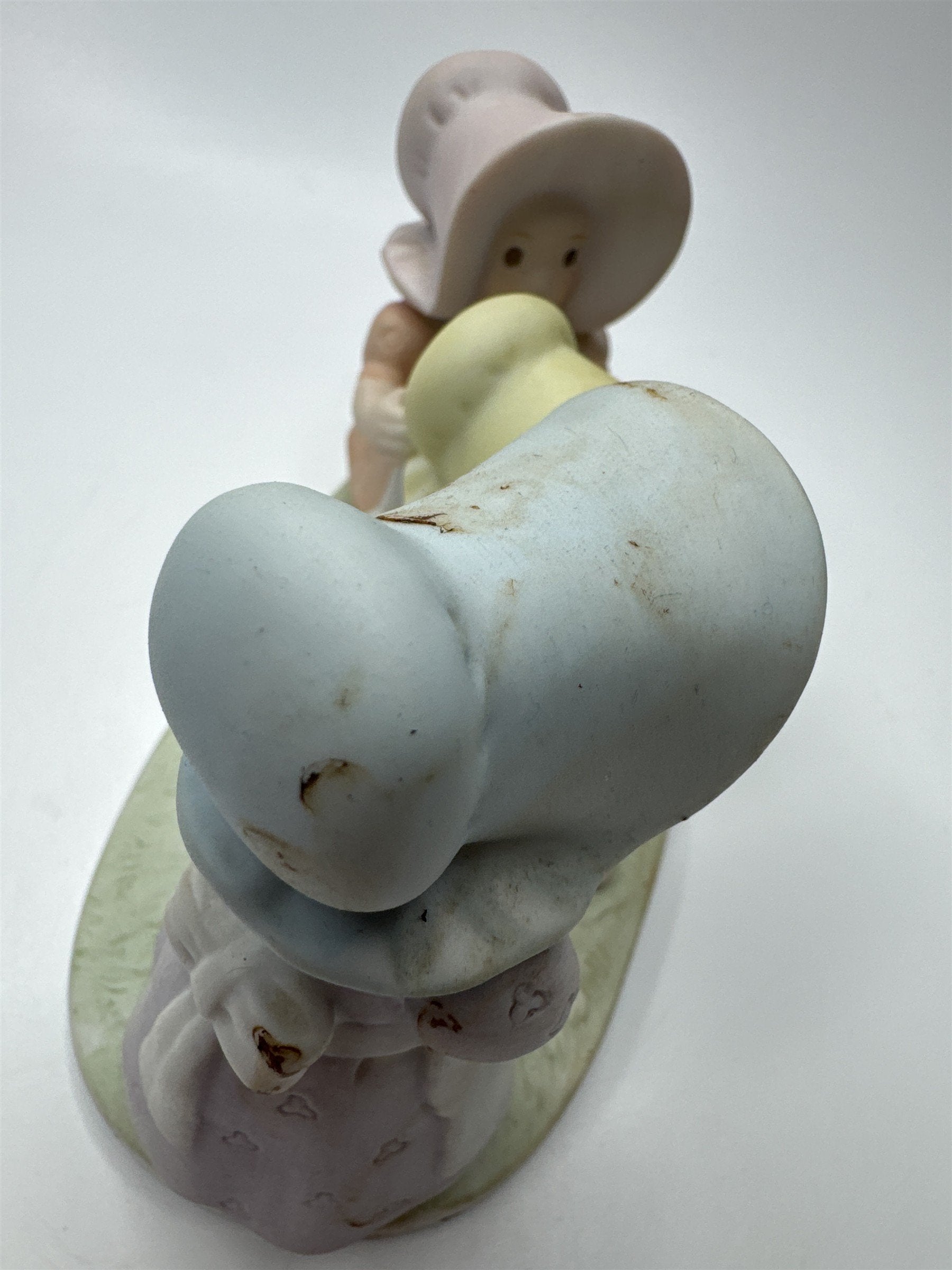 Vintage 90s HOMCO Be Happy Friends and Dog Bonnet Figurine