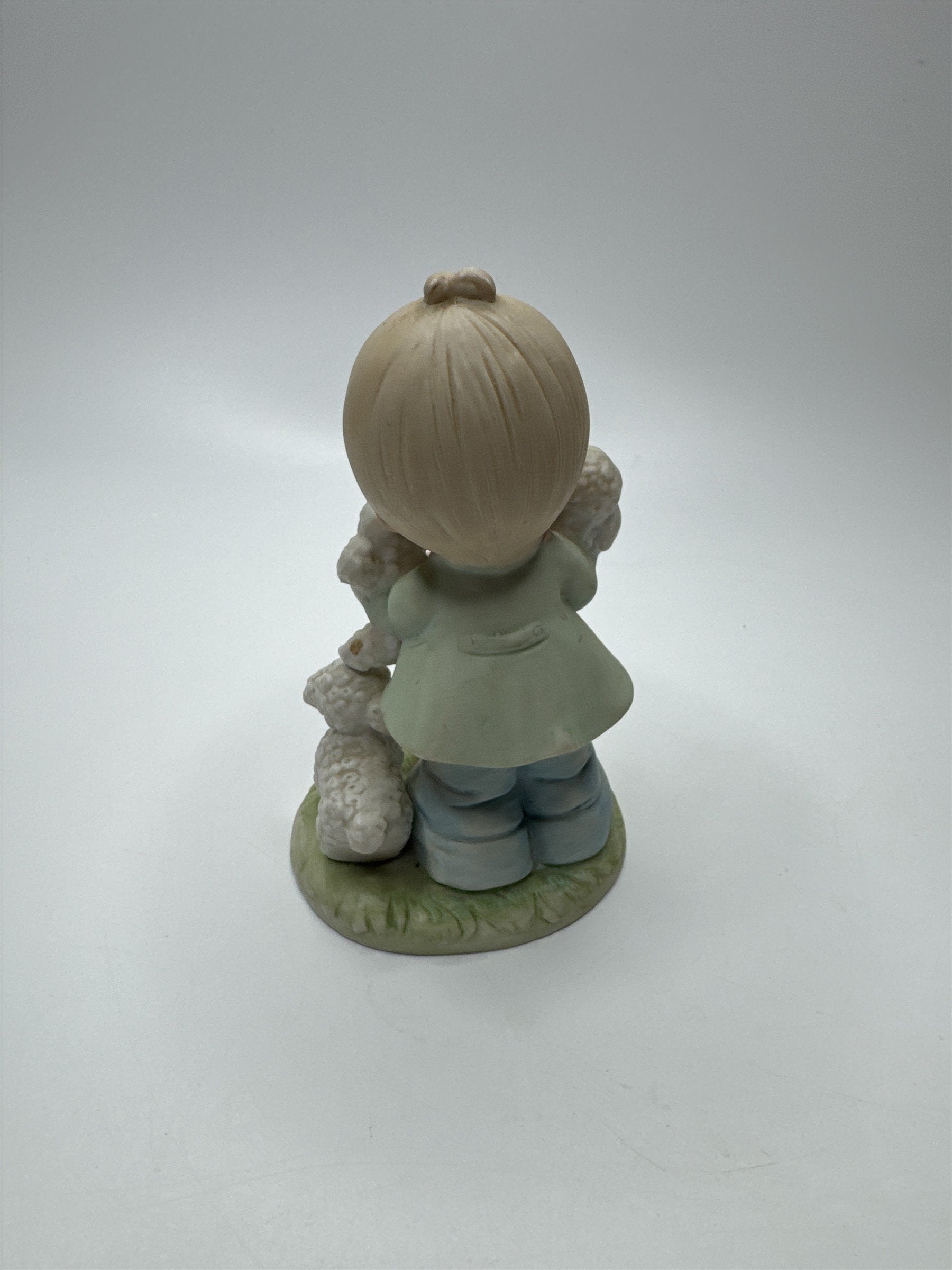 Vintage 90s HOMCO #1444 Child Carrying Baby Lambs Sheep Easter Figurine