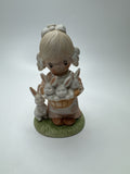 Vintage 90s HOMCO #1444 Child Girl Carrying Baby Bunny Rabbits Easter Figurine