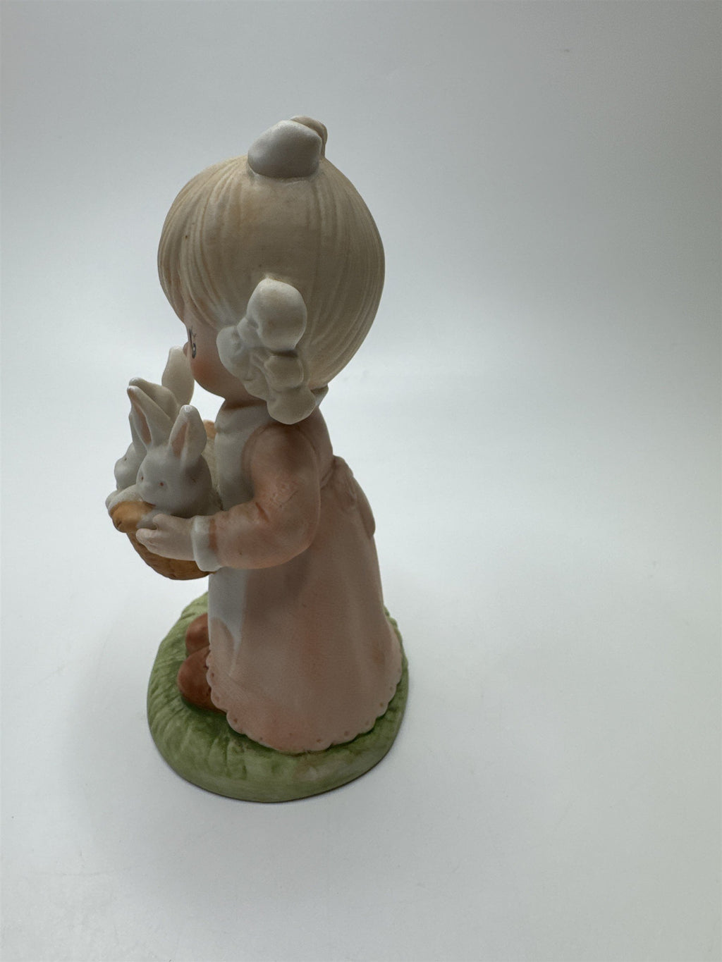Vintage 90s HOMCO #1444 Child Girl Carrying Baby Bunny Rabbits Easter Figurine