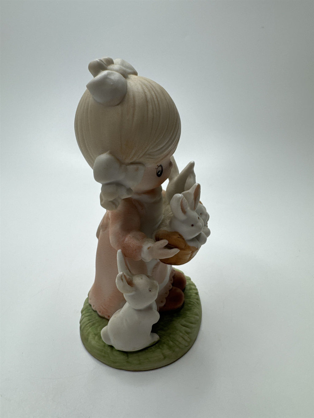 Vintage 90s HOMCO #1444 Child Girl Carrying Baby Bunny Rabbits Easter Figurine