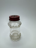 Vintage Glass Salt Shaker /w Red Metal Screw-On Cap Nostalgic Ornate Glass