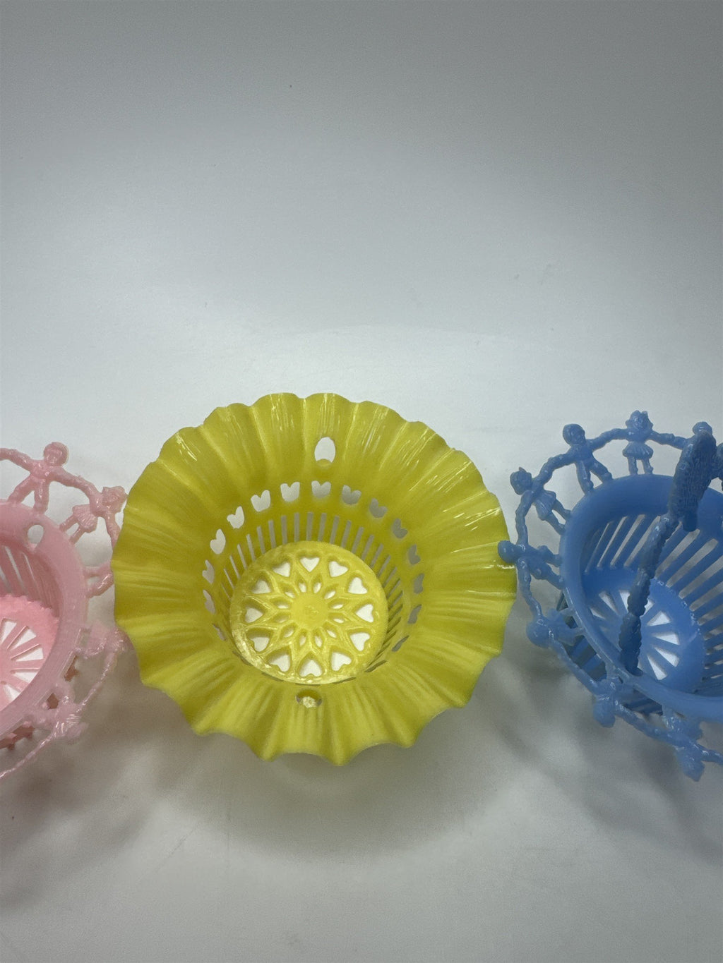 Vintage Hard Plastic Baskets 1950s Party Favor Shower Candy Easter Gift
