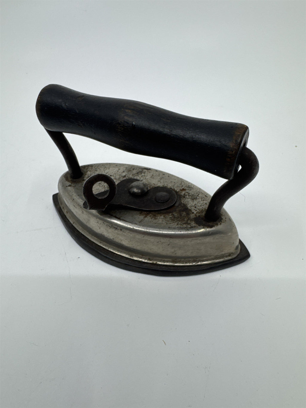 Vintage Miniature Dover Dolly Iron Made In the U.S.A Cast Iron W/ Wooden Handle