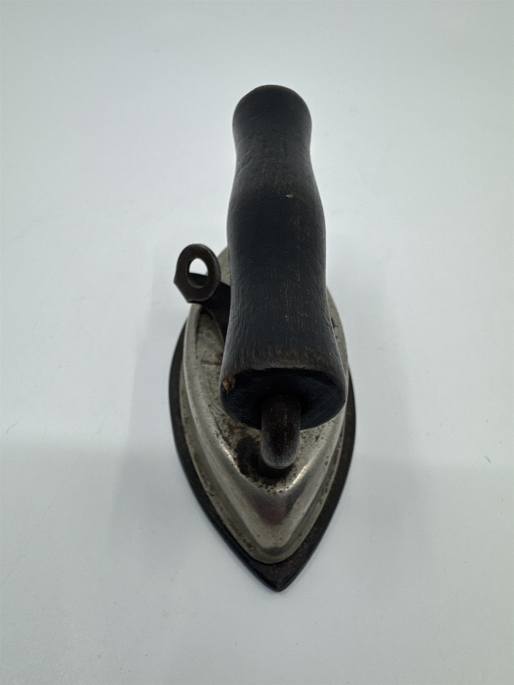 Vintage Miniature Dover Dolly Iron Made In the U.S.A Cast Iron W/ Wooden Handle