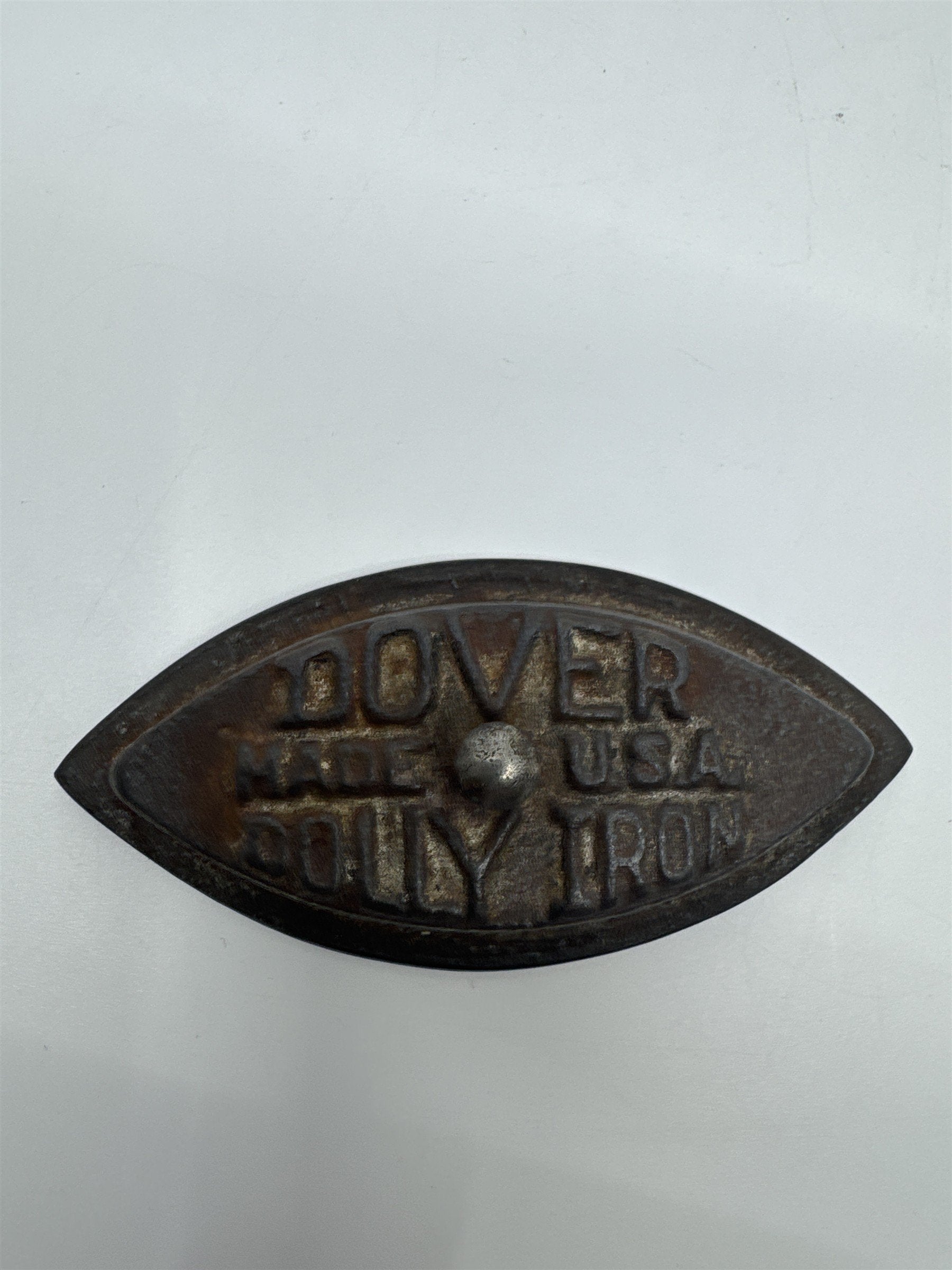 Vintage Miniature Dover Dolly Iron Made In the U.S.A Cast Iron W/ Wooden Handle