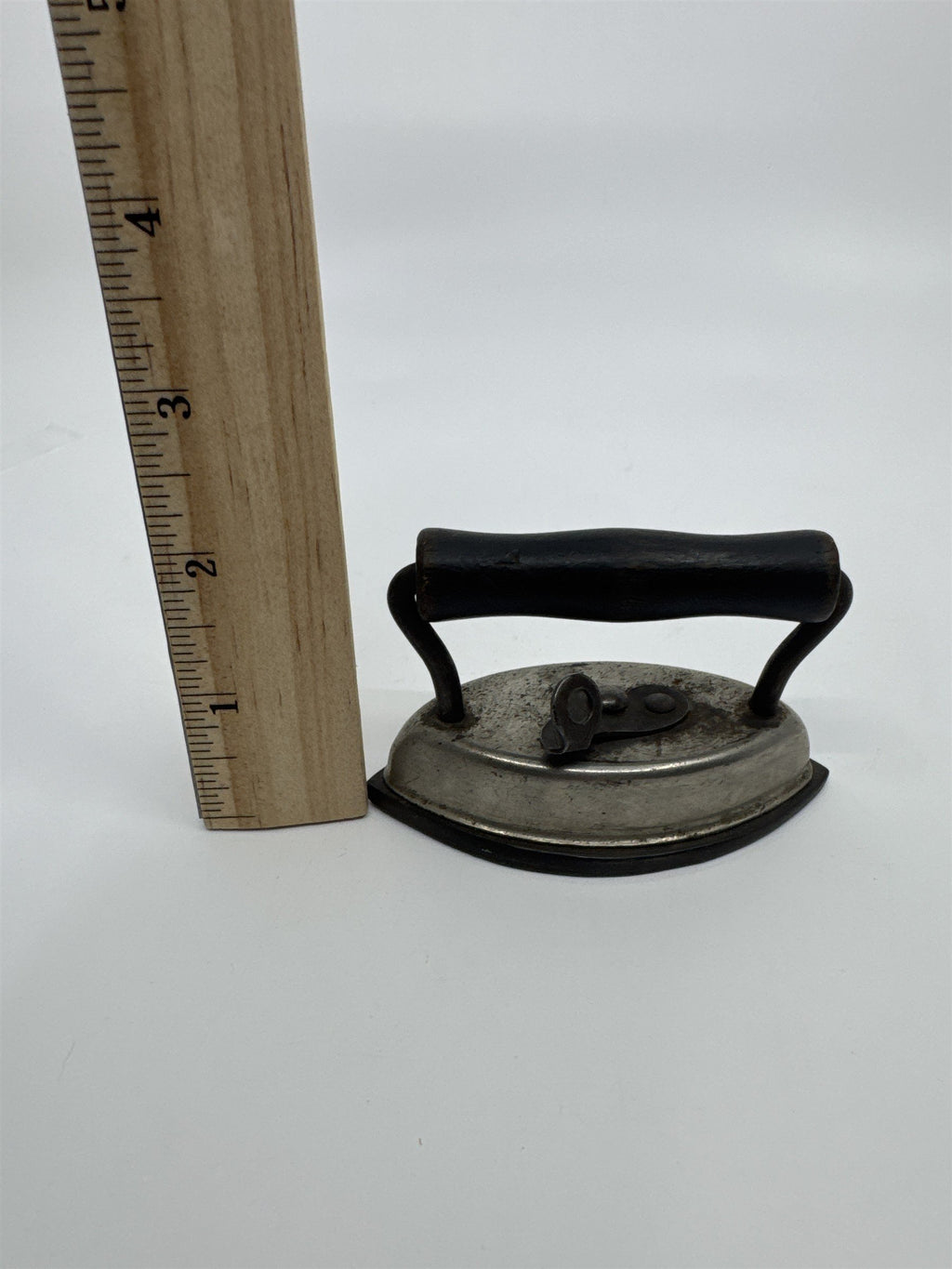 Vintage Miniature Dover Dolly Iron Made In the U.S.A Cast Iron W/ Wooden Handle