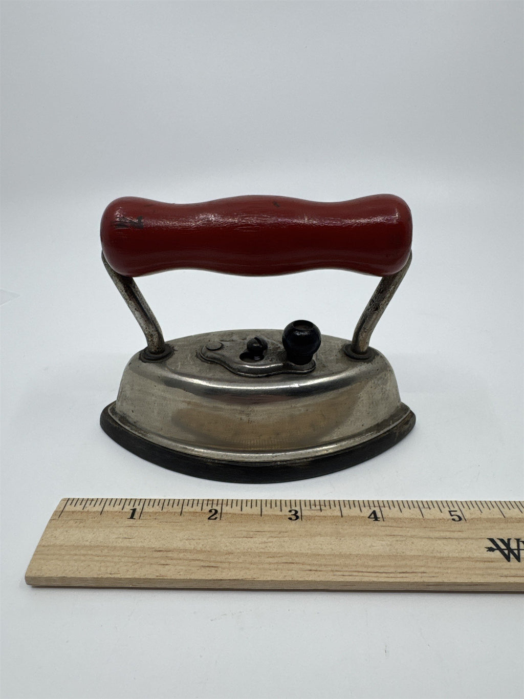 Vintage Miniature Dover Dolly Iron Made In the U.S.A Cast Iron W/ Wooden Handle