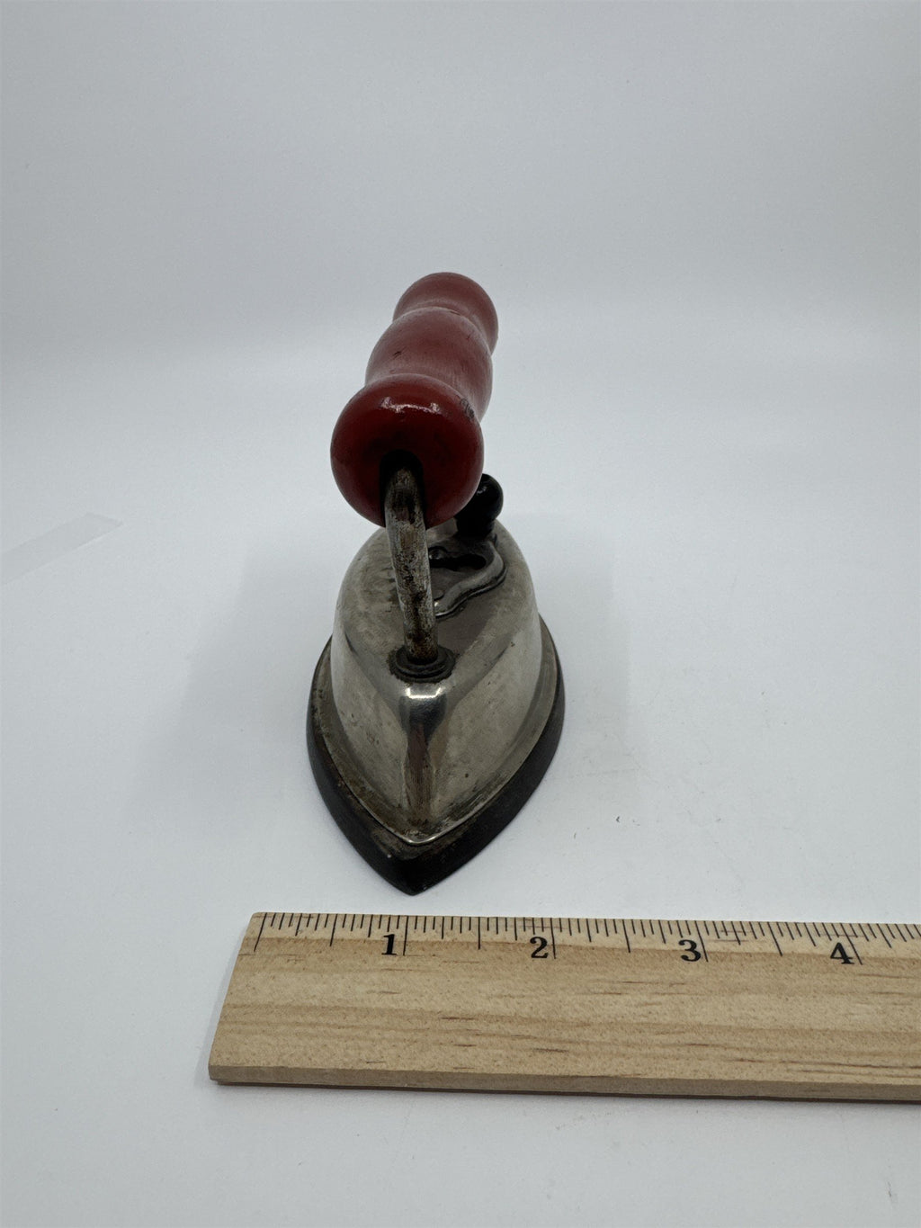 Vintage Miniature Dover Dolly Iron Made In the U.S.A Cast Iron W/ Wooden Handle