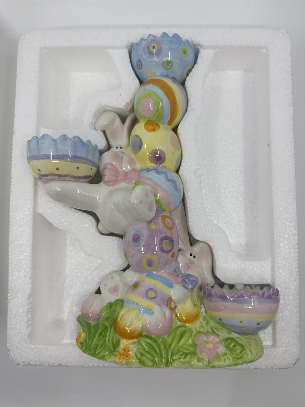Vintage Home Interiors Ceramic Easter Bunny Tealight Candle/Candy Holder