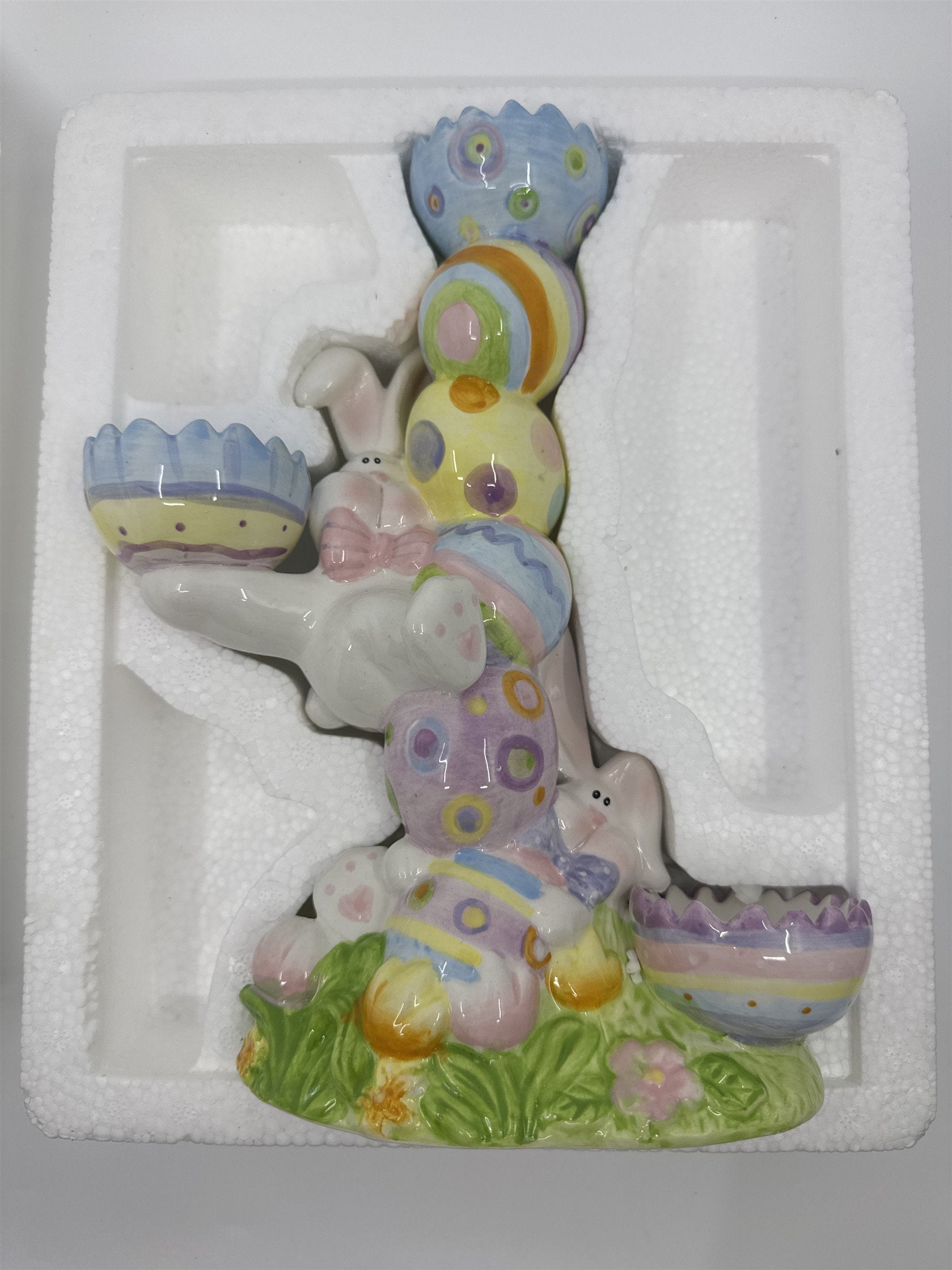 Vintage Home Interiors Ceramic Easter Bunny Tealight Candle/Candy Holder