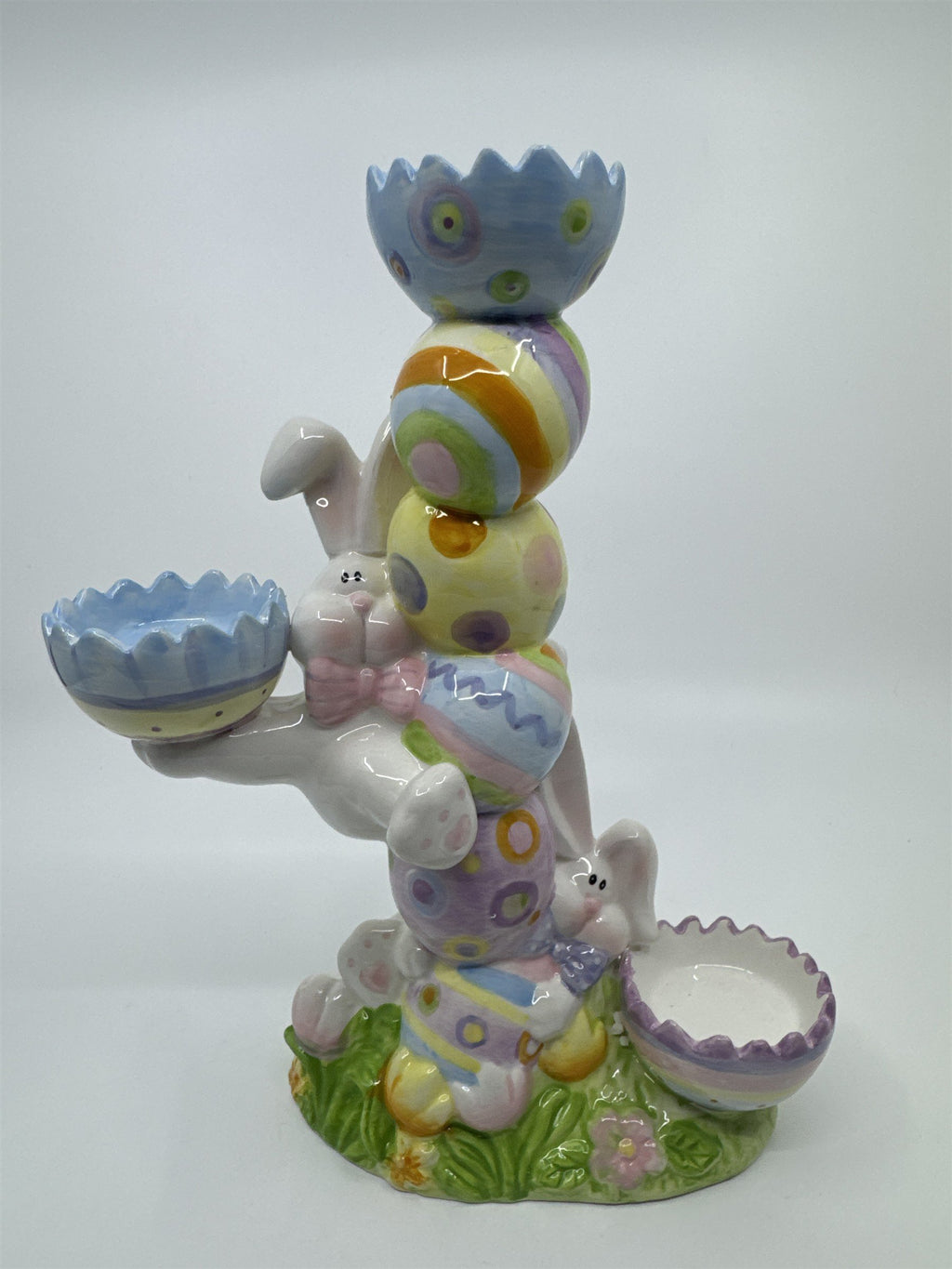 Vintage Home Interiors Ceramic Easter Bunny Tealight Candle/Candy Holder
