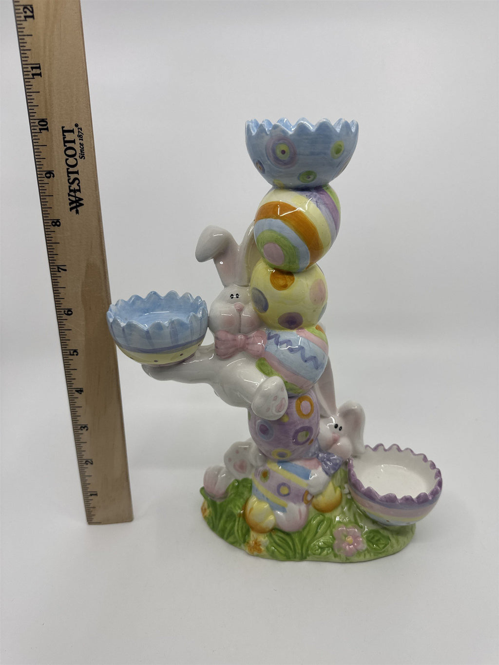 Vintage Home Interiors Ceramic Easter Bunny Tealight Candle/Candy Holder