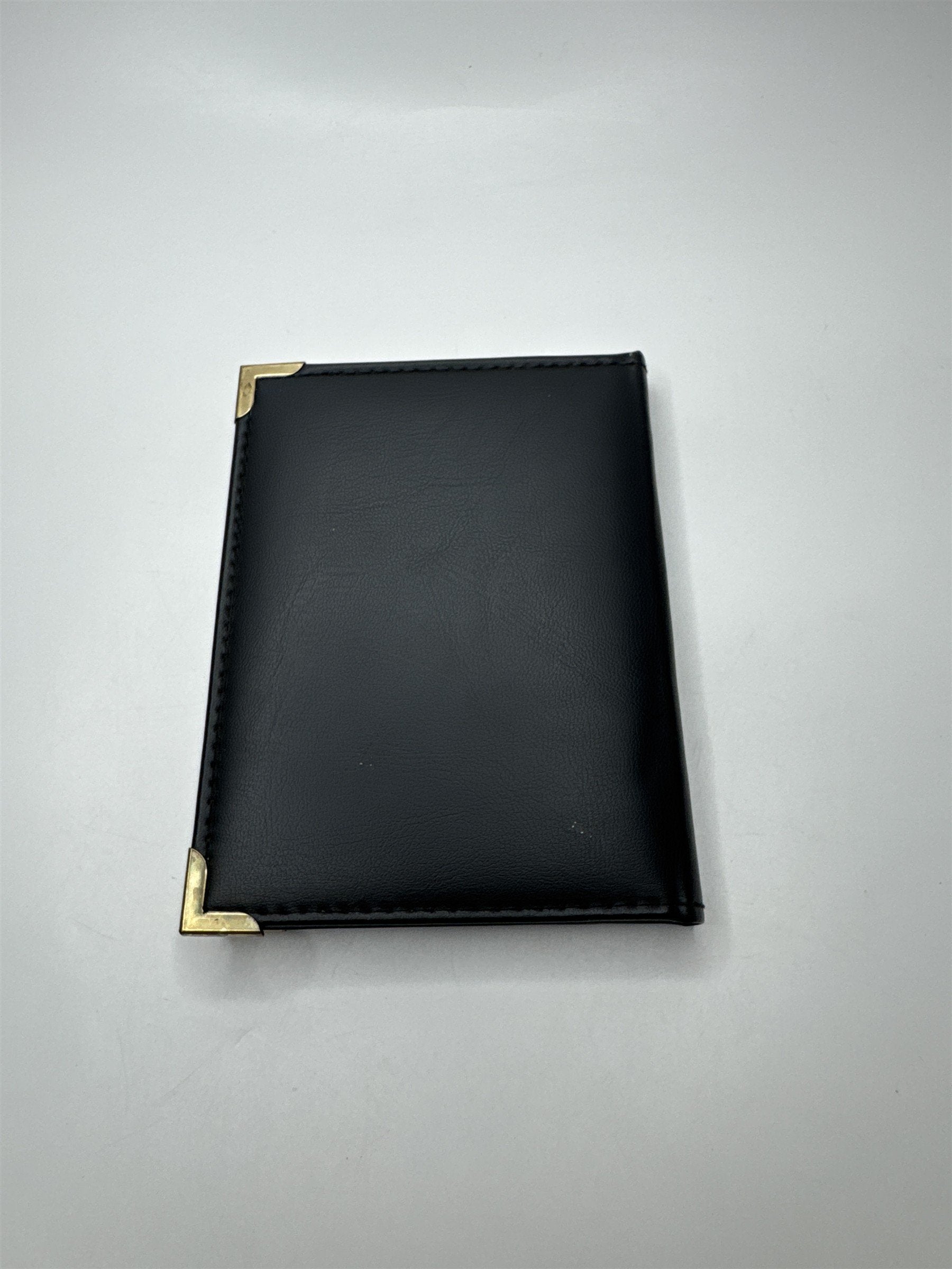 Vintage Black Leatherette 4x6 Photo Holder Book Gold Embellishments Edges Stitch