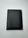 Vintage Black Leatherette 4x6 Photo Holder Book Gold Embellishments Edges Stitch