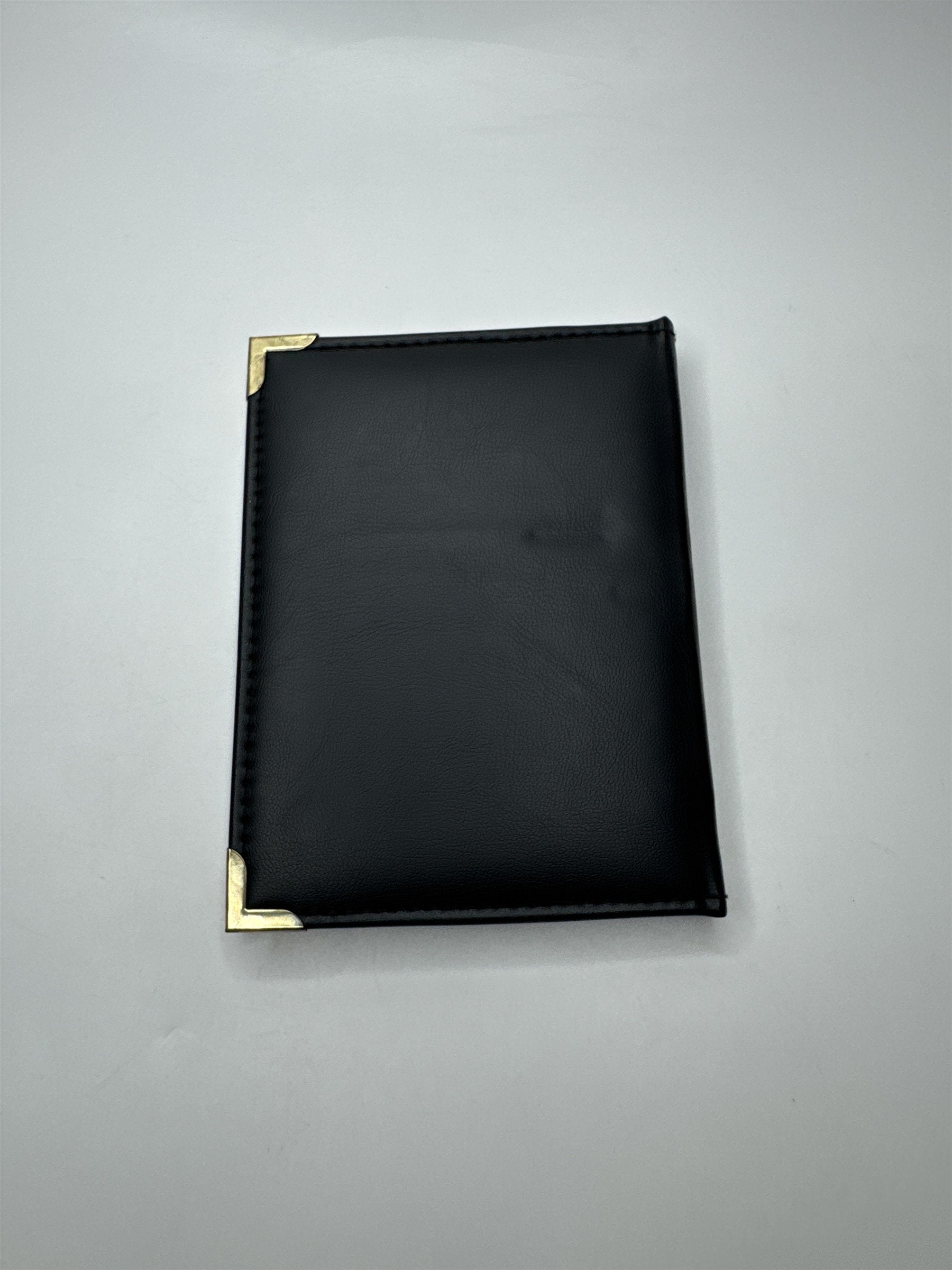 Vintage Black Leatherette 4x6 Photo Holder Book Gold Embellishments Edges Stitch