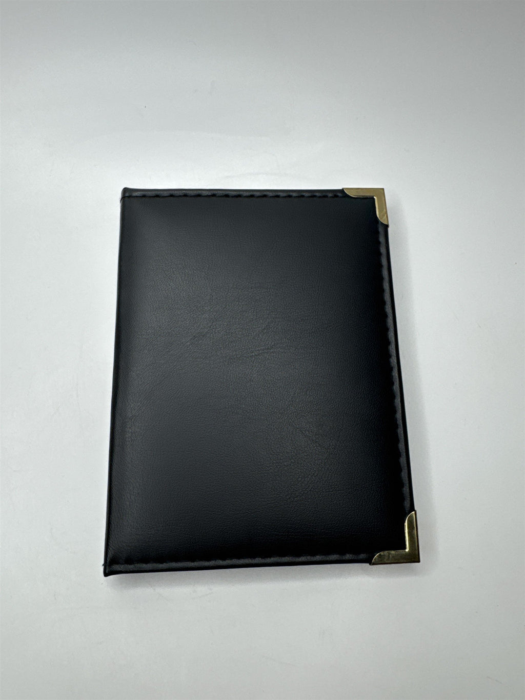 Vintage Black Leatherette 4x6 Photo Holder Book Gold Embellishments Edges Stitch