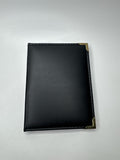 Vintage Black Leatherette 4x6 Photo Holder Book Gold Embellishments Edges Stitch