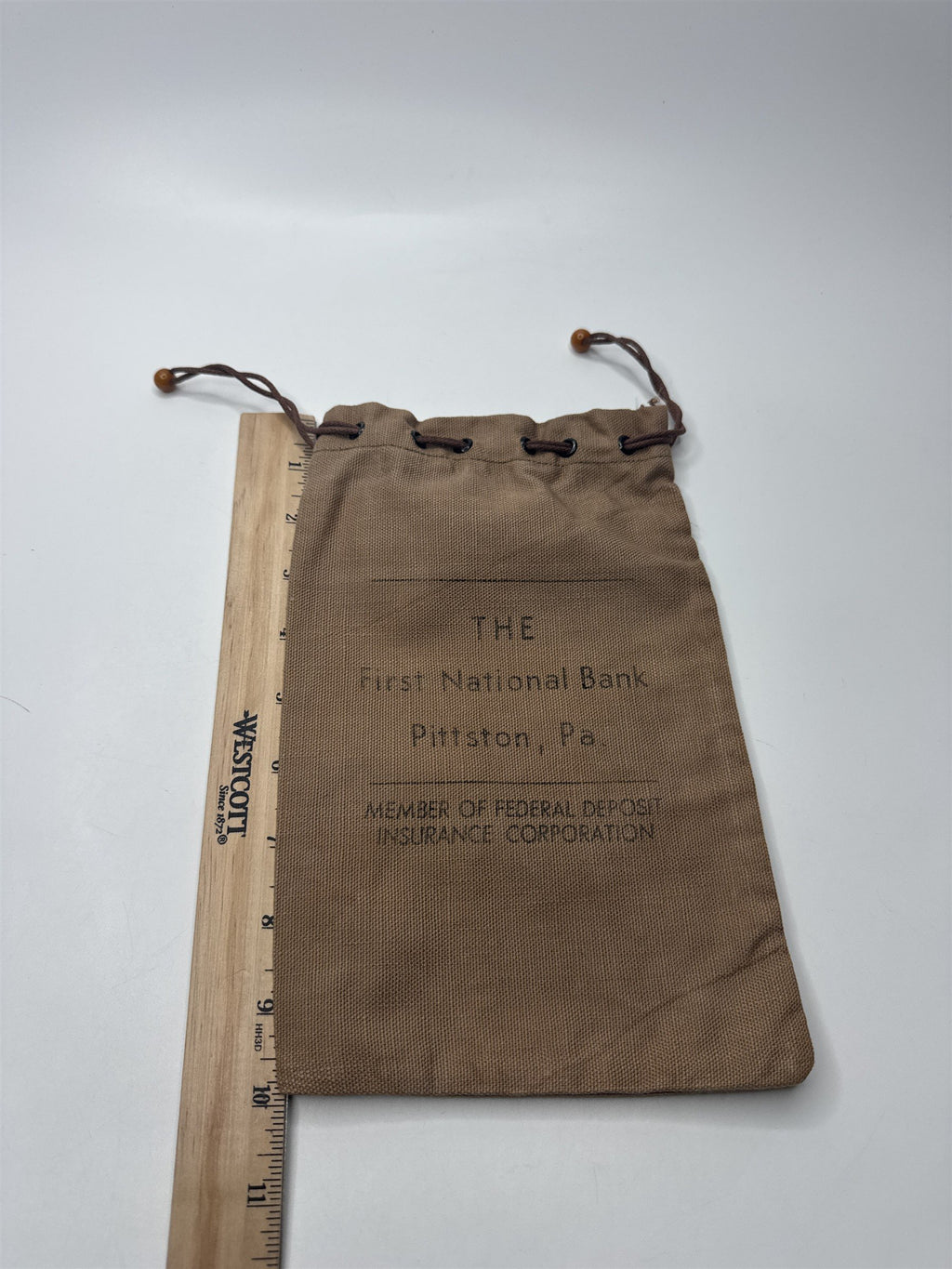 Vintage The First National Bank Pittston PA Pennsylvania Member FDIC Money Bag
