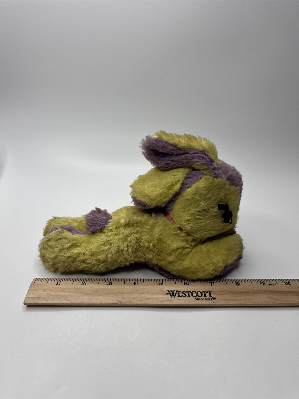 Retro Purple Yellow Rabbit Plushie Stuffed Toy Vintage Animal Collectible