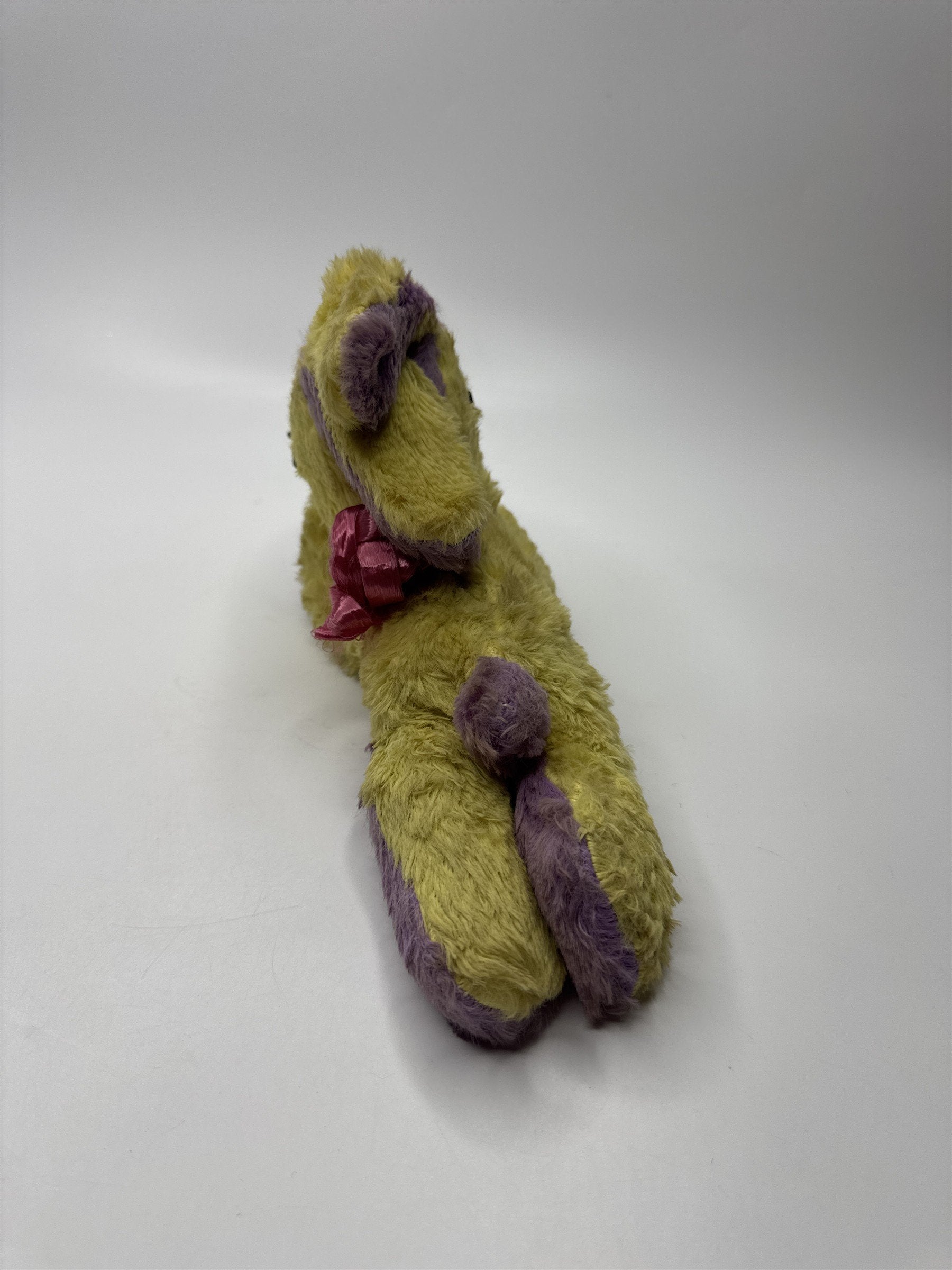 Retro Purple Yellow Rabbit Plushie Stuffed Toy Vintage Animal Collectible