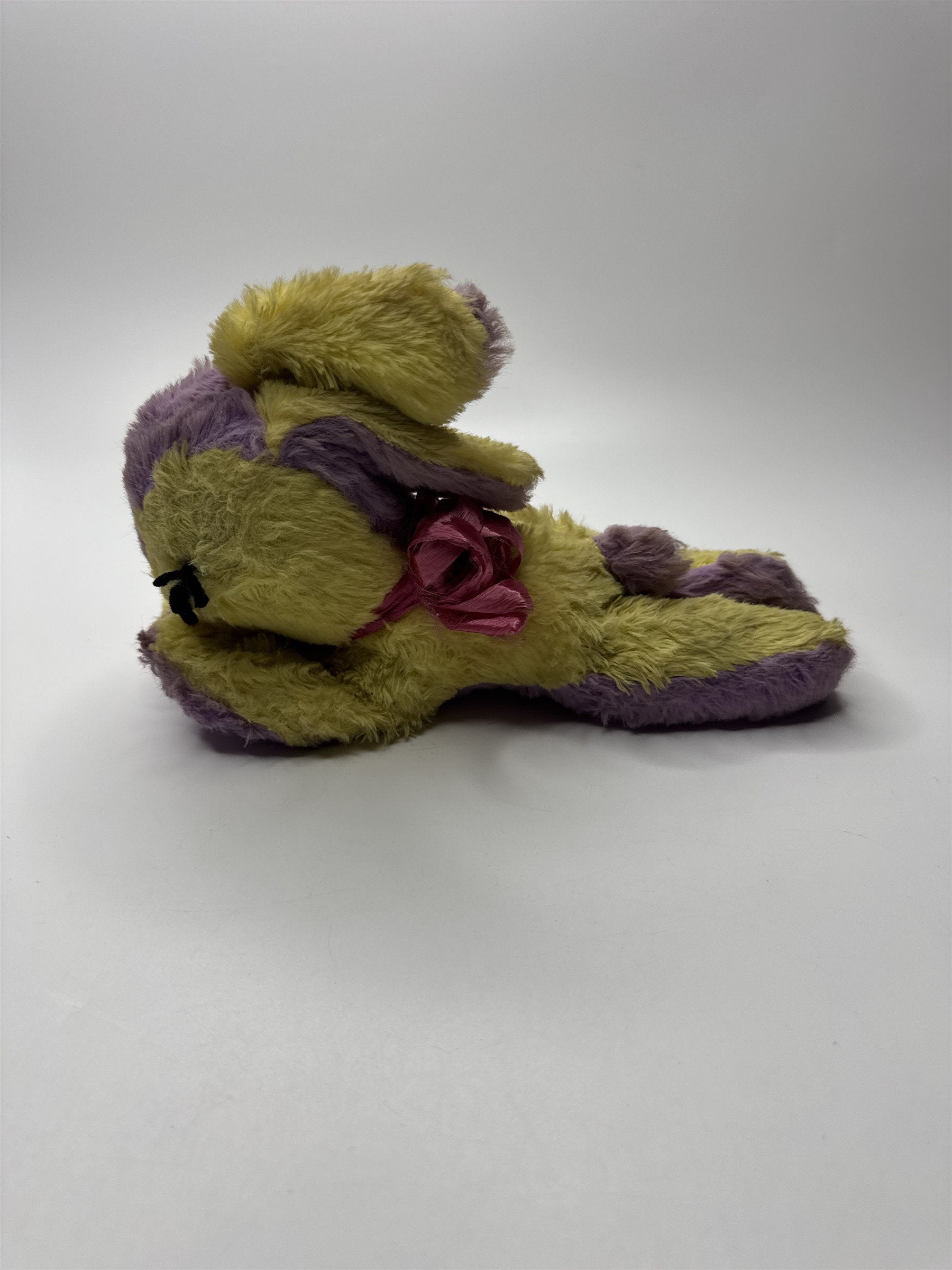Retro Purple Yellow Rabbit Plushie Stuffed Toy Vintage Animal Collectible