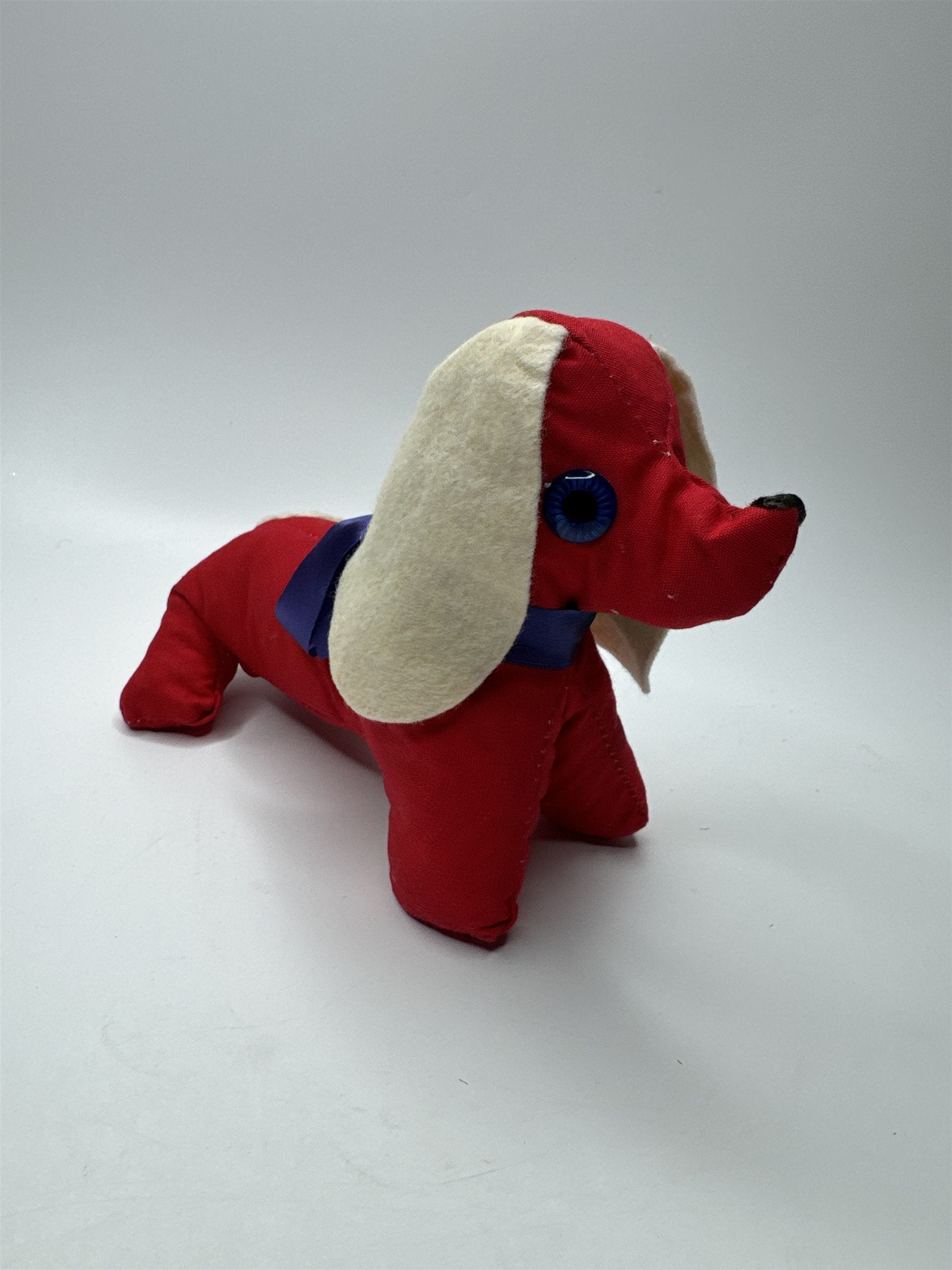 Vintage Red Wiener Dog With White Ears Plushie Made in Japan Plush Toy