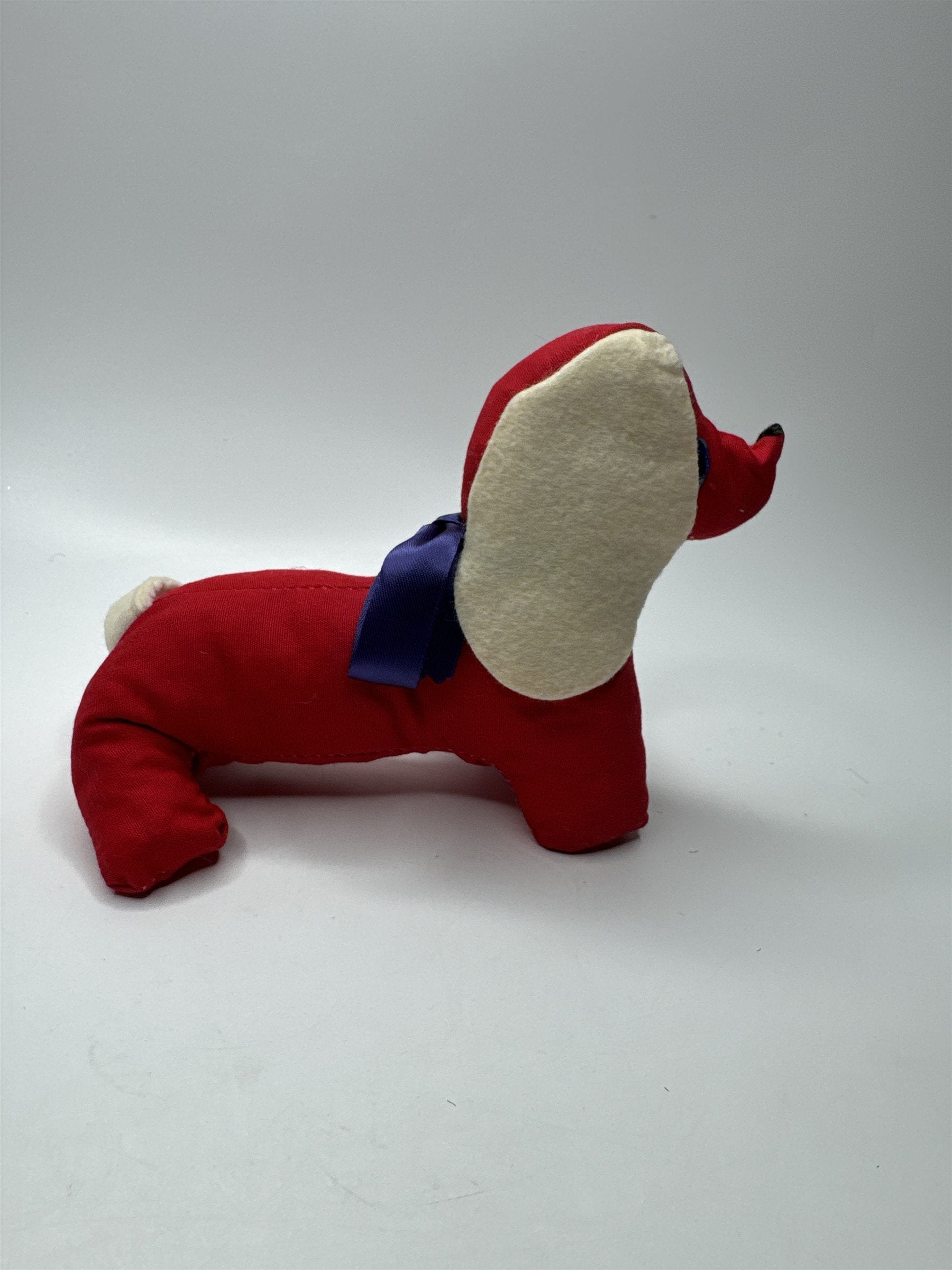 Vintage Red Wiener Dog With White Ears Plushie Made in Japan Plush Toy