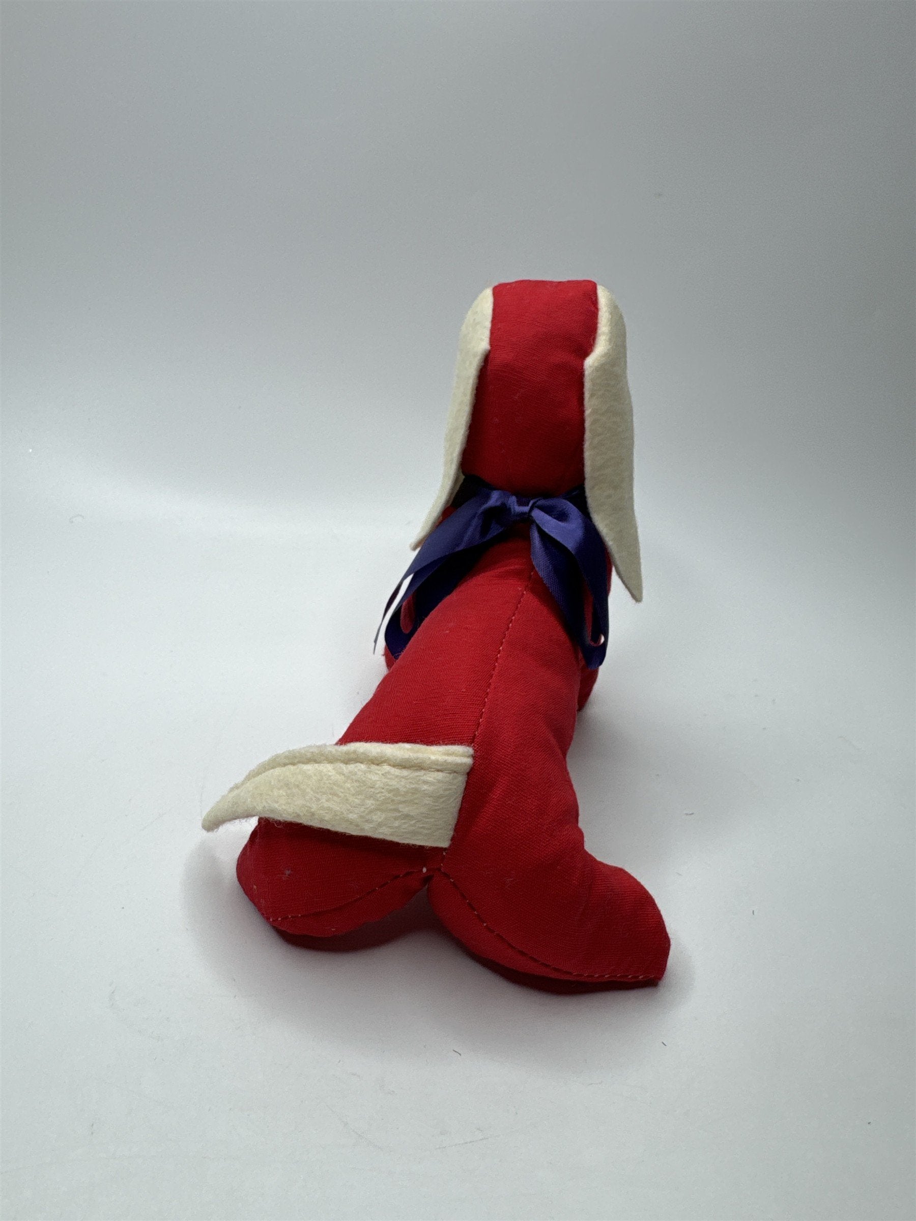 Vintage Red Wiener Dog With White Ears Plushie Made in Japan Plush Toy