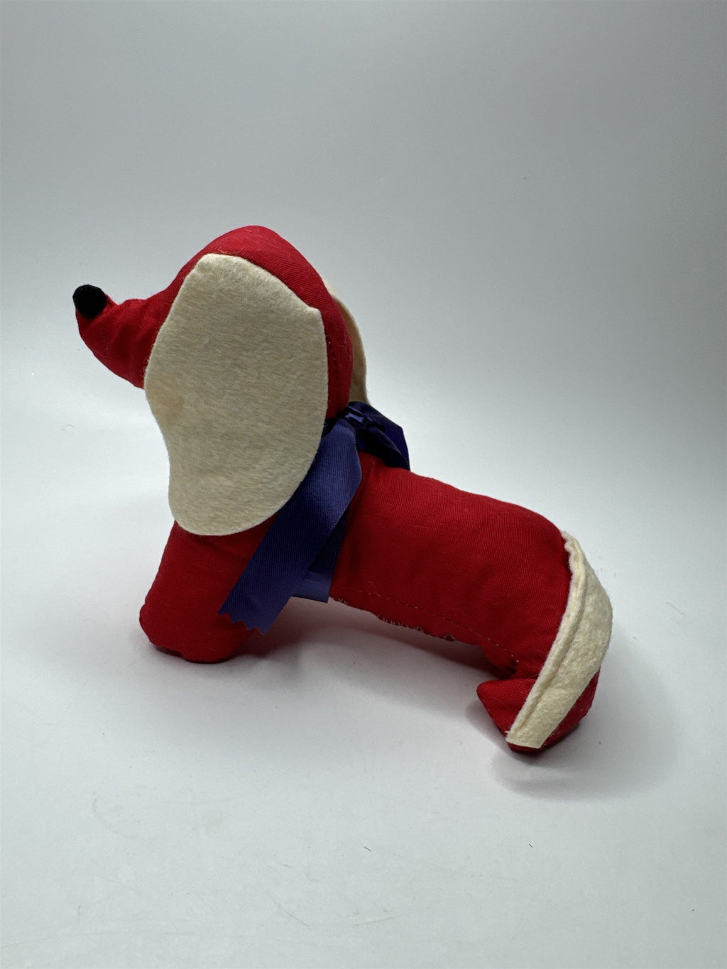 Vintage Red Wiener Dog With White Ears Plushie Made in Japan Plush Toy