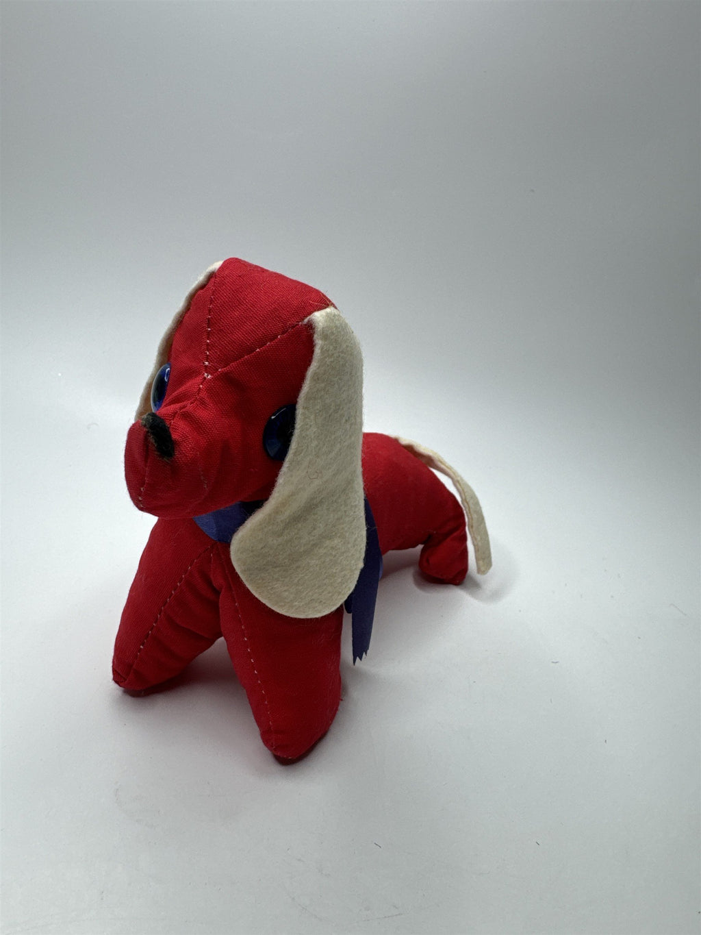 Vintage Red Wiener Dog With White Ears Plushie Made in Japan Plush Toy
