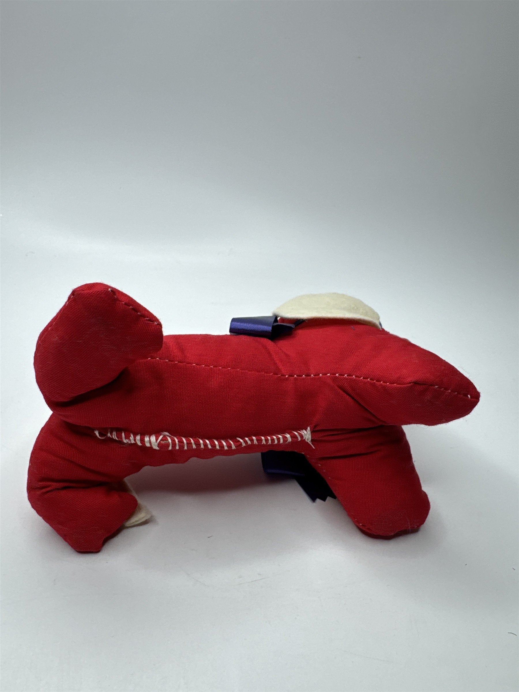 Vintage Red Wiener Dog With White Ears Plushie Made in Japan Plush Toy