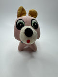 Vintage Japan Made Dog Stuffed Animal Plush Distressed Pink and Yellow Nostalgic