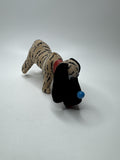 Vintage Japan Made Black and White Striped Dog with Blue Nose and Black Ears