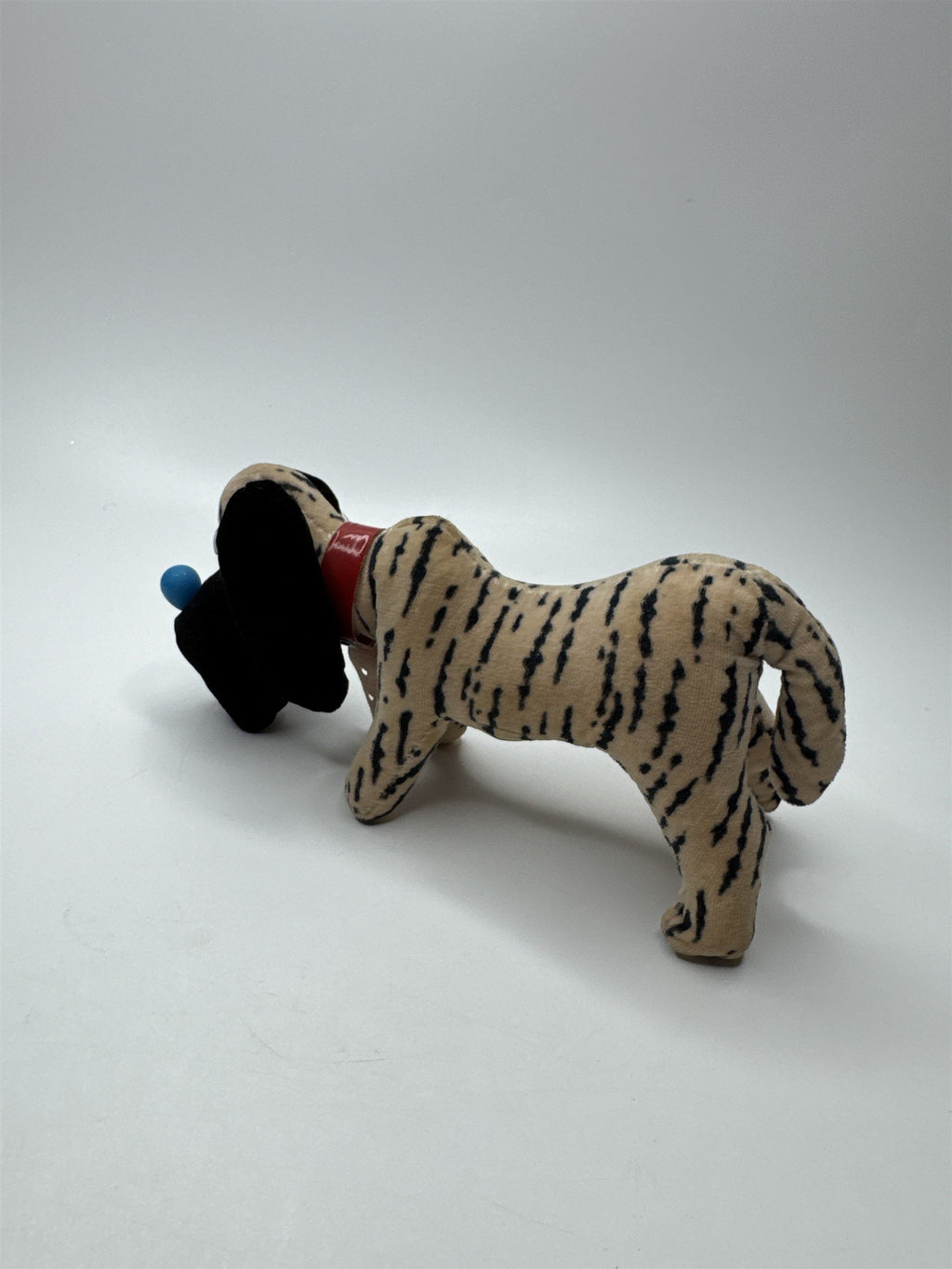 Vintage Japan Made Black and White Striped Dog with Blue Nose and Black Ears