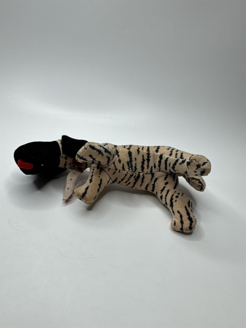 Vintage Japan Made Black and White Striped Dog with Blue Nose and Black Ears