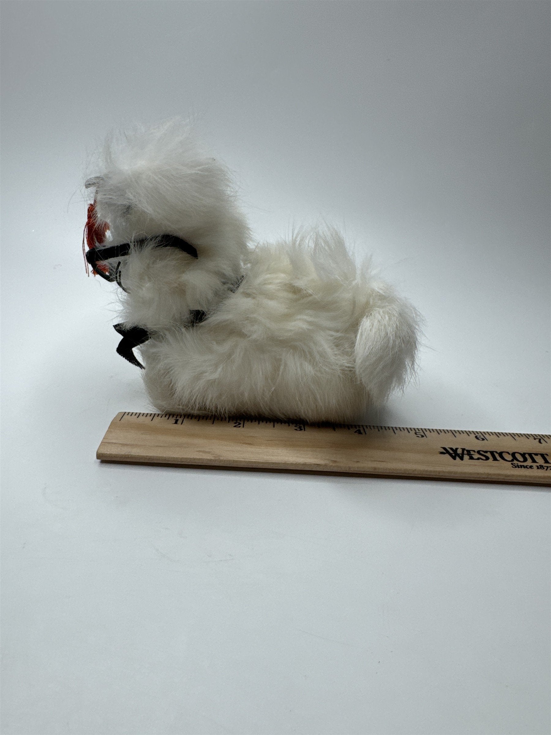 VINTAGE Graduation Dog Plush Toy Japan Rabbit Fur Stuffed Animal Cap Glasses
