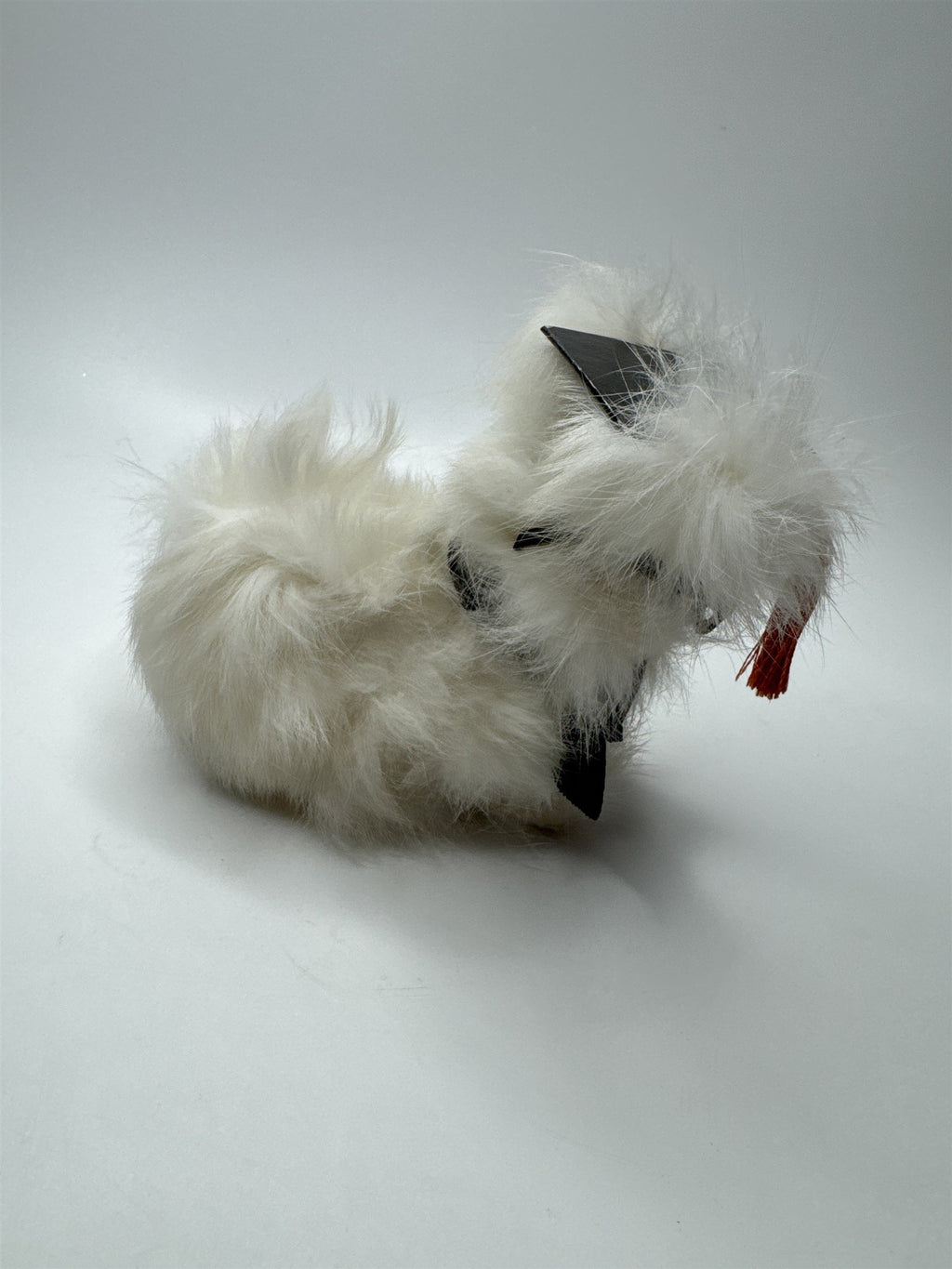 VINTAGE Graduation Dog Plush Toy Japan Rabbit Fur Stuffed Animal Cap Glasses