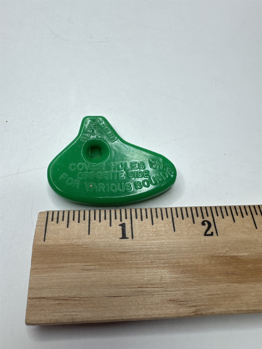 Vintage C.J. Co. Green Plastic Ocarina Blow Whistle Toy