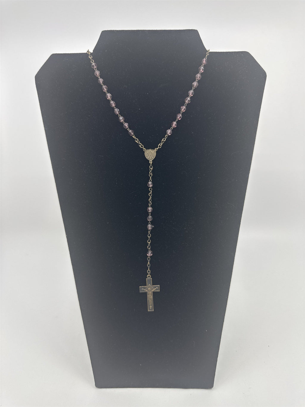 Vintage Purple Beaded Rosary and Cross Catholic Rosary Czechoslovakia