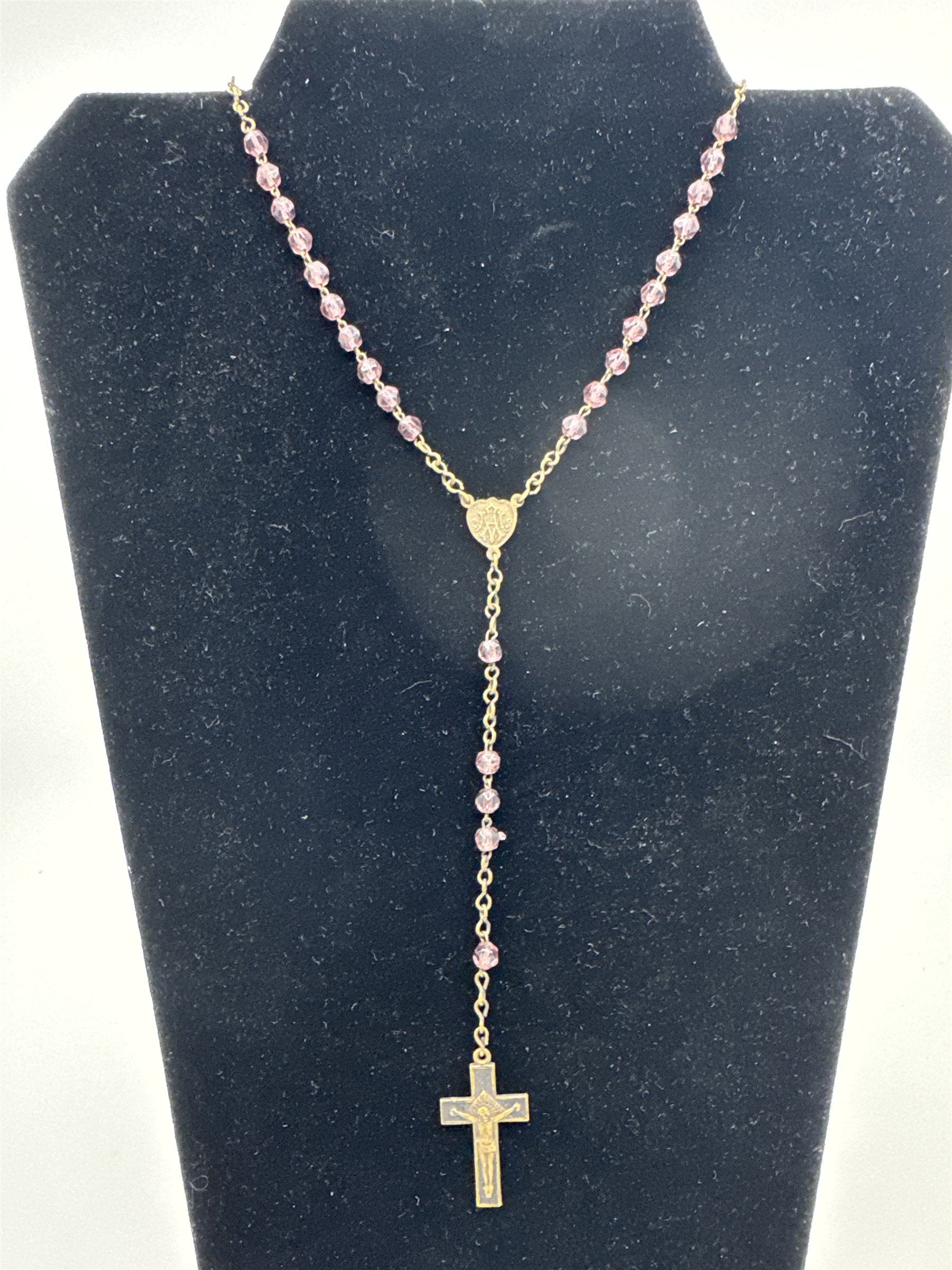 Vintage Purple Beaded Rosary and Cross Catholic Rosary Czechoslovakia