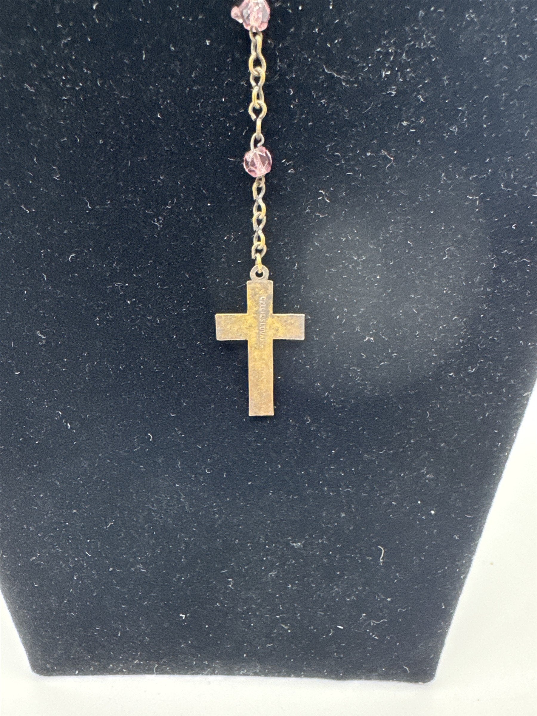 Vintage Purple Beaded Rosary and Cross Catholic Rosary Czechoslovakia