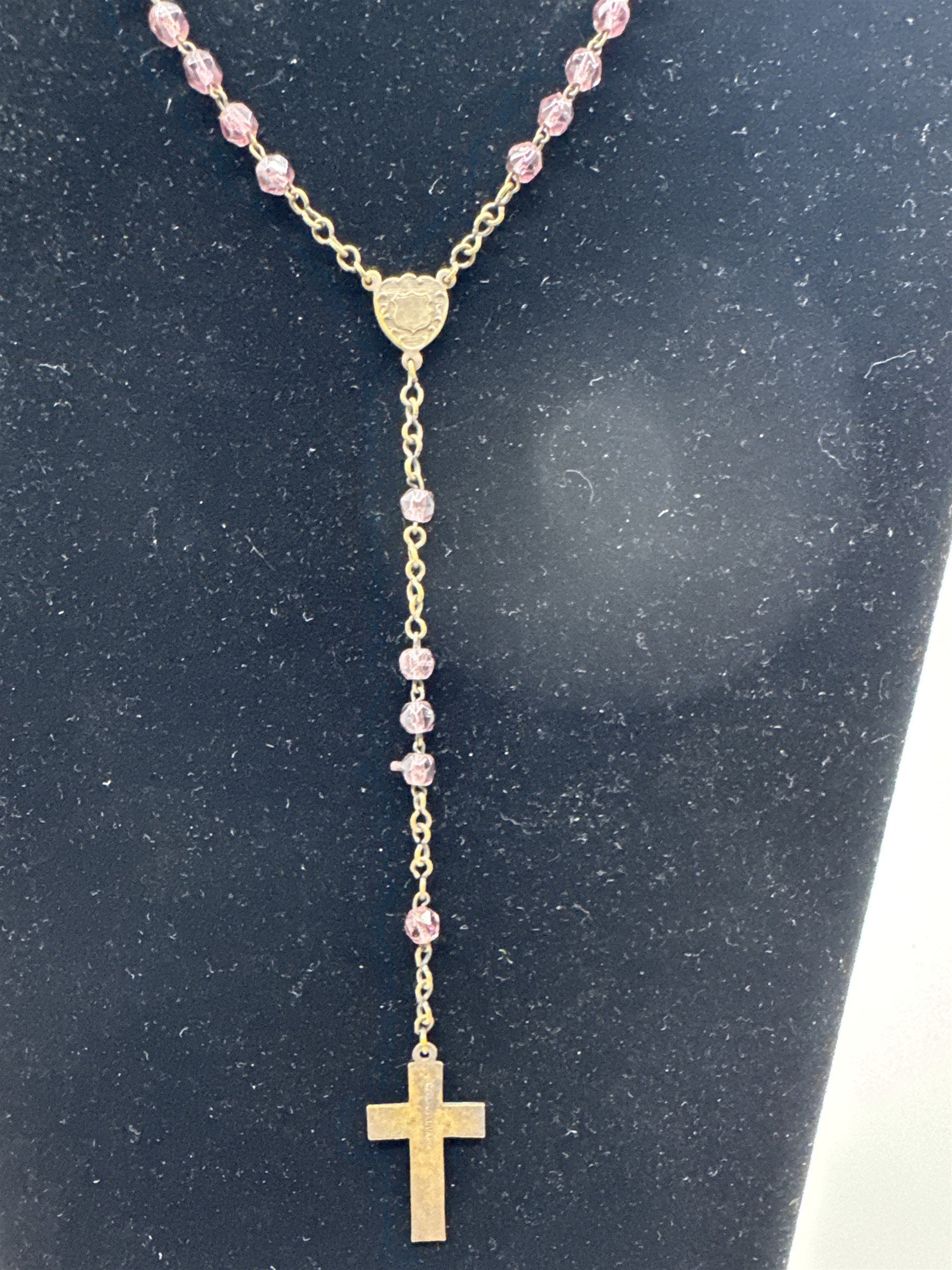 Vintage Purple Beaded Rosary and Cross Catholic Rosary Czechoslovakia