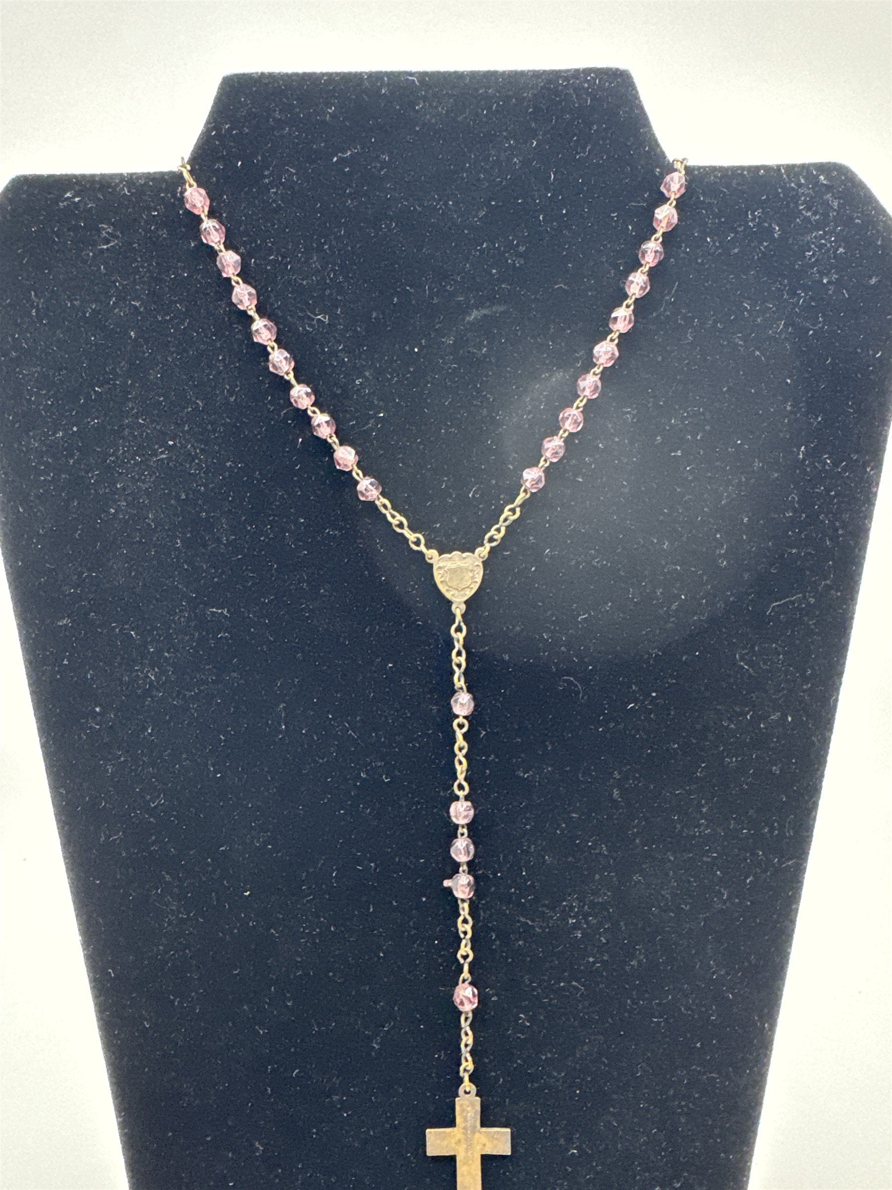 Vintage Purple Beaded Rosary and Cross Catholic Rosary Czechoslovakia