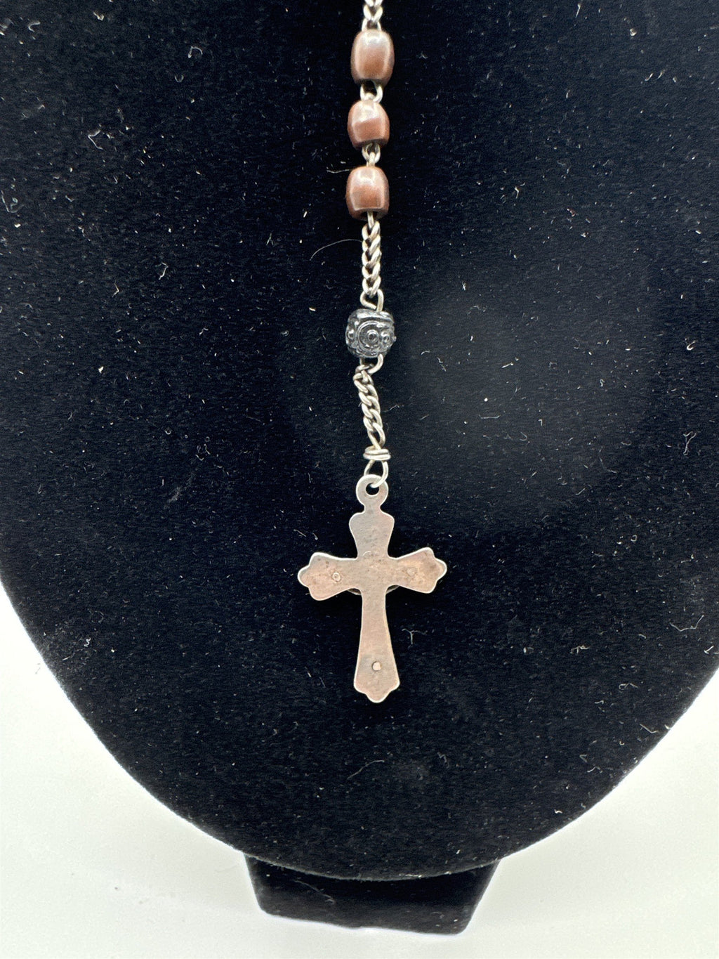 Vintage Brown Beaded Rosary and Cross Catholic Rosary Religious Cross Necklace