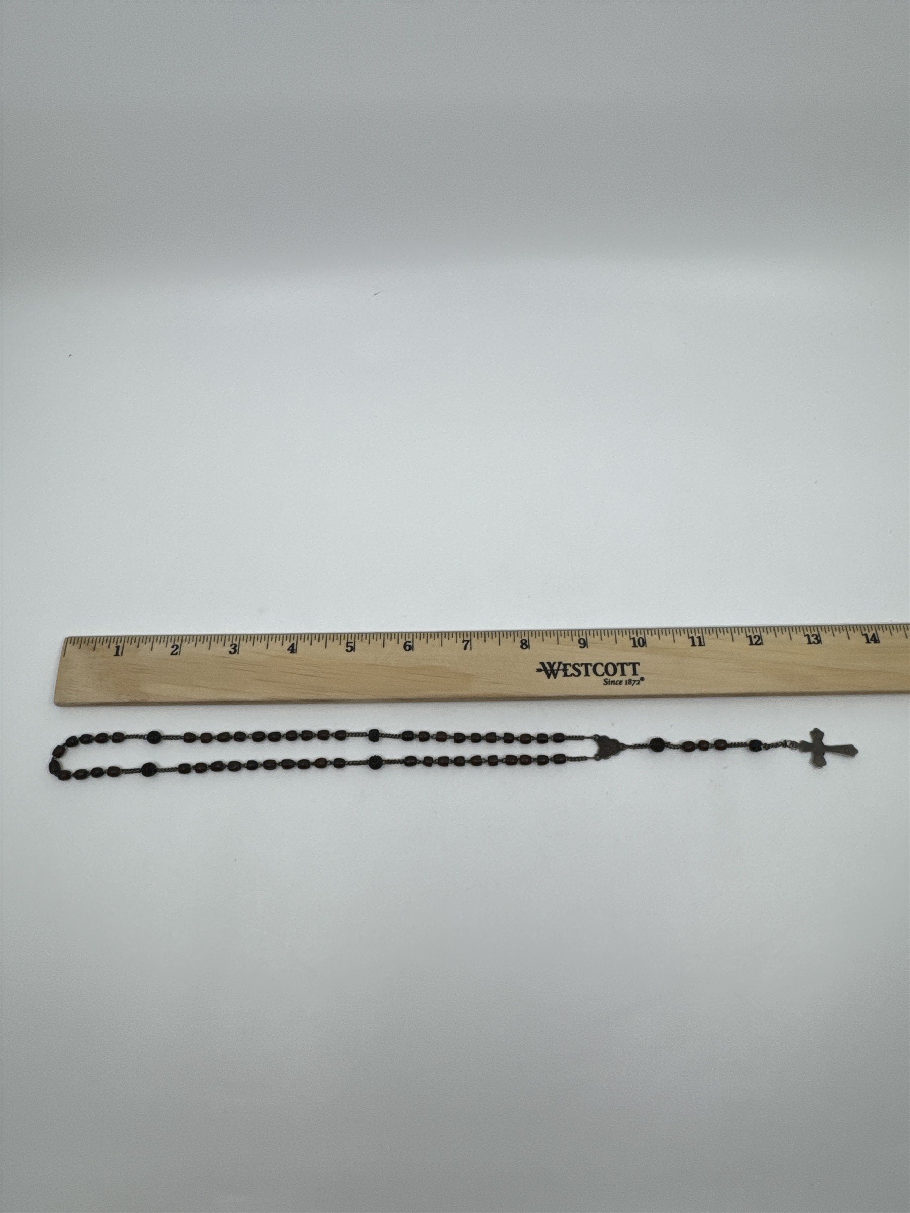 Vintage Brown Beaded Rosary and Cross Catholic Rosary Religious Cross Necklace
