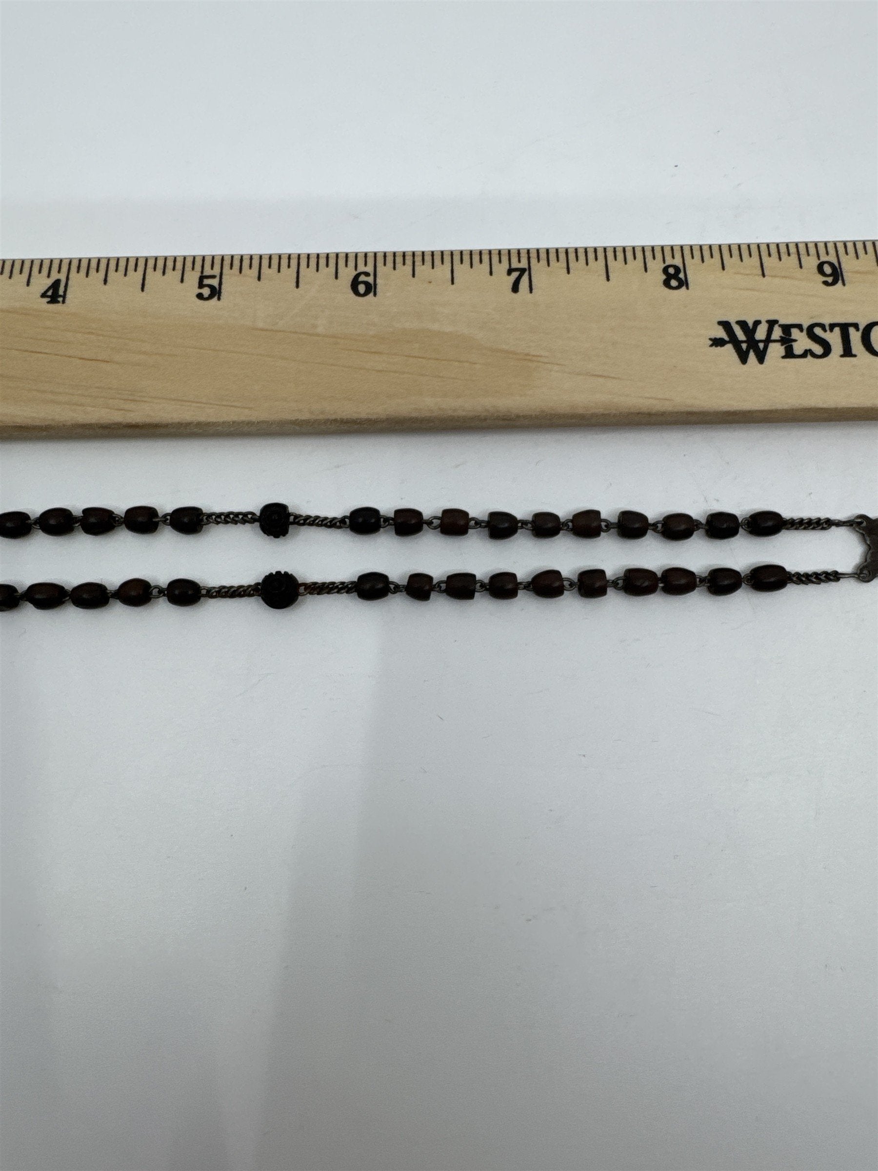 Vintage Brown Beaded Rosary and Cross Catholic Rosary Religious Cross Necklace