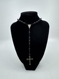 Vintage Black Beaded Rosary and Cross Catholic Rosary Religious Cross Necklace